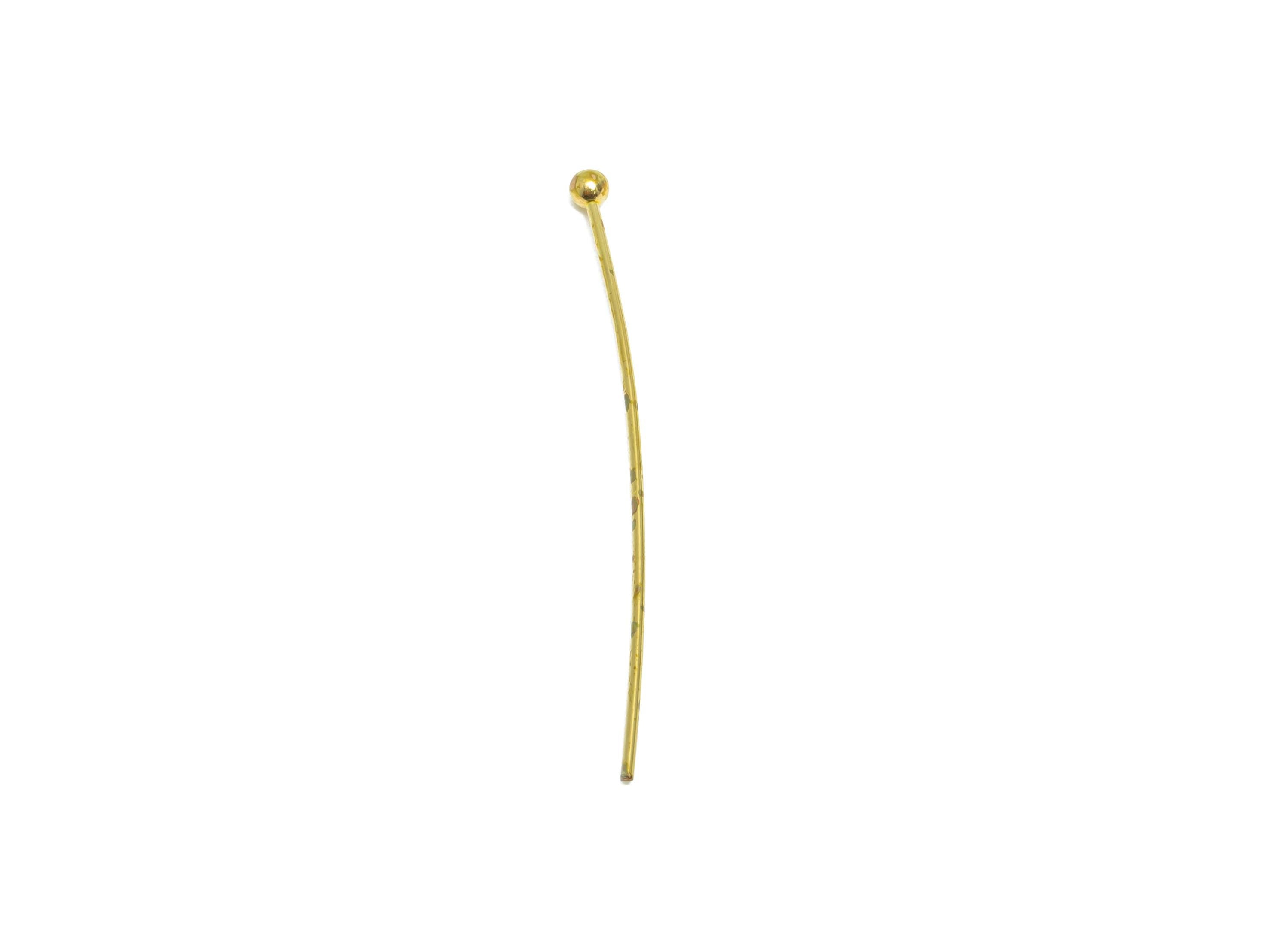 0.7*35*2.0mm Ball Headpin - Raw Brass Bead Stopper Pin - Metal Headpin - DIY Jewelry Making - Bead Supplies for Handmade Creation - PP11007 - DOMEDBAZAAR
