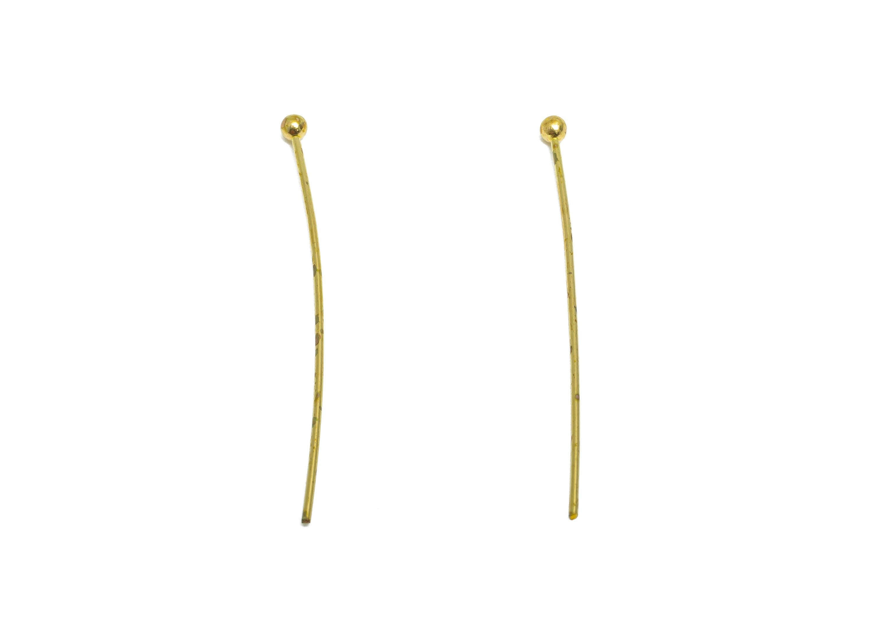 0.7*35*2.0mm Ball Headpin - Raw Brass Bead Stopper Pin - Metal Headpin - DIY Jewelry Making - Bead Supplies for Handmade Creation - PP11007 - DOMEDBAZAAR