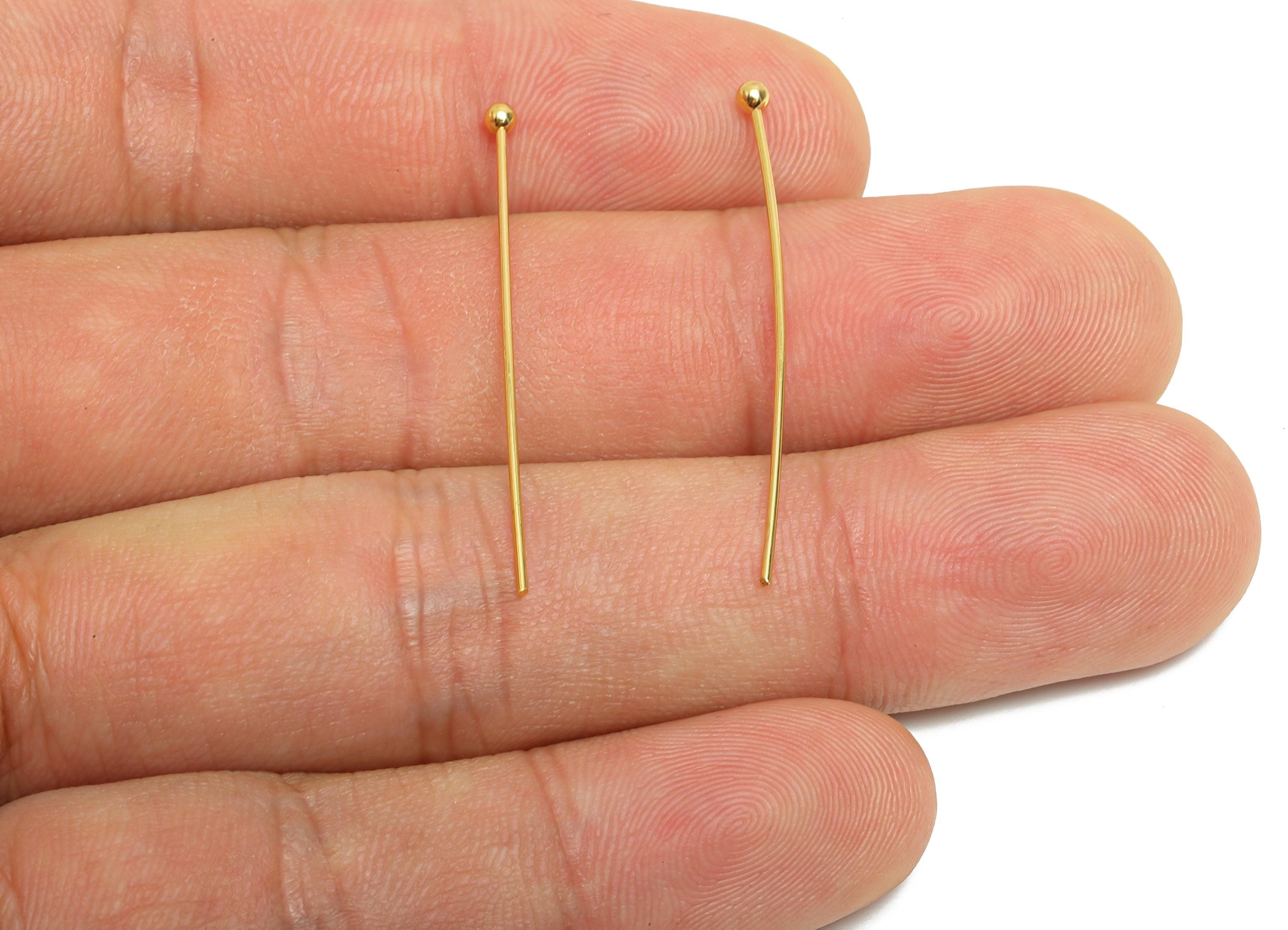 0.7*35*2.0mm Gold Ball Headpin -Brass Bead Stopper Pin - Metal Headpin - DIY Jewelry Making - Bead Supplies for Handmade Creation - RGP10345 - DOMEDBAZAAR