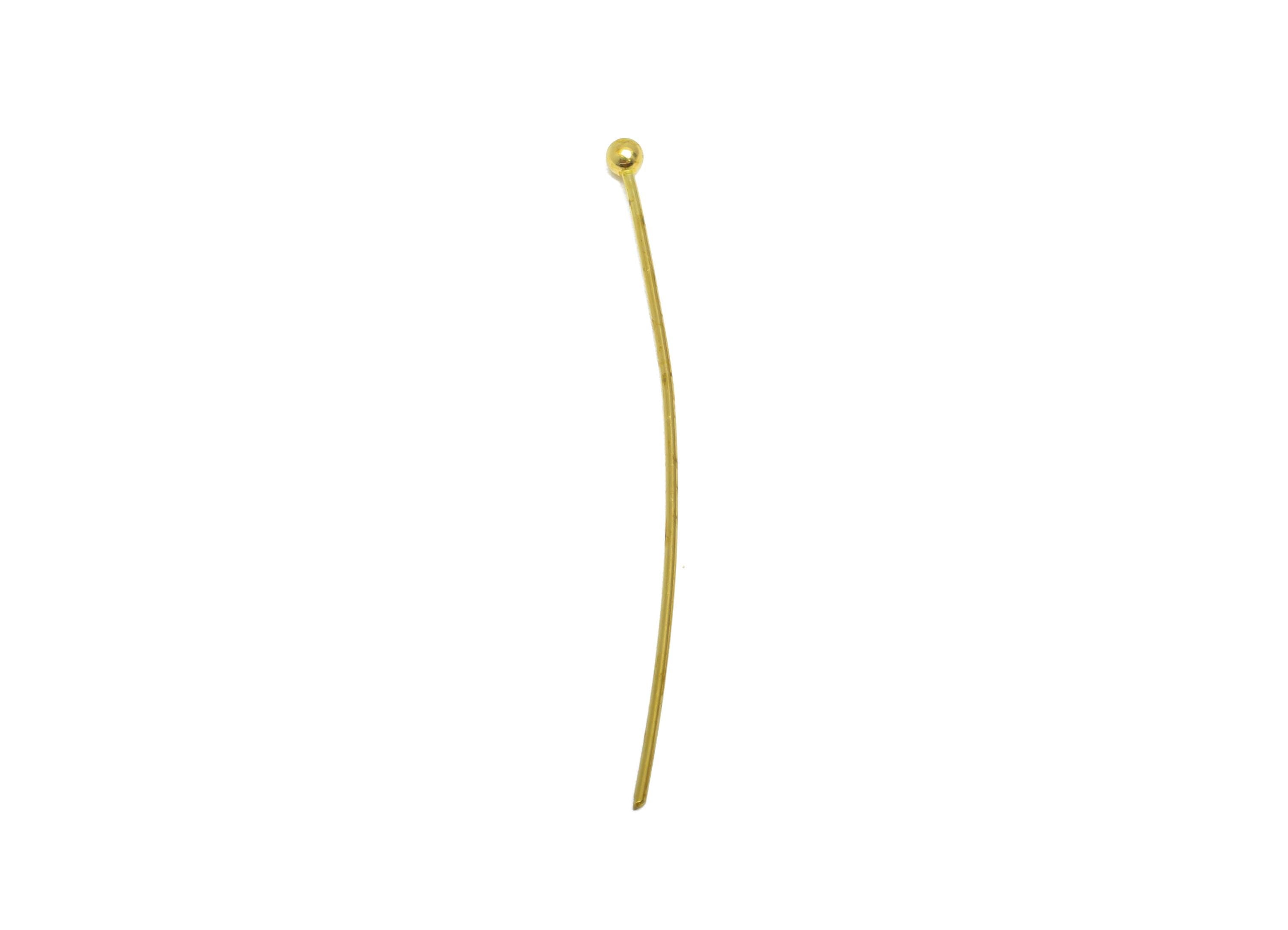 0.7*45*2.0mm Ball Headpin - Raw Brass Bead Stopper Pin - Metal Headpin - DIY Jewelry Making - Bead Supplies for Handmade Creation - PP11009 - DOMEDBAZAAR