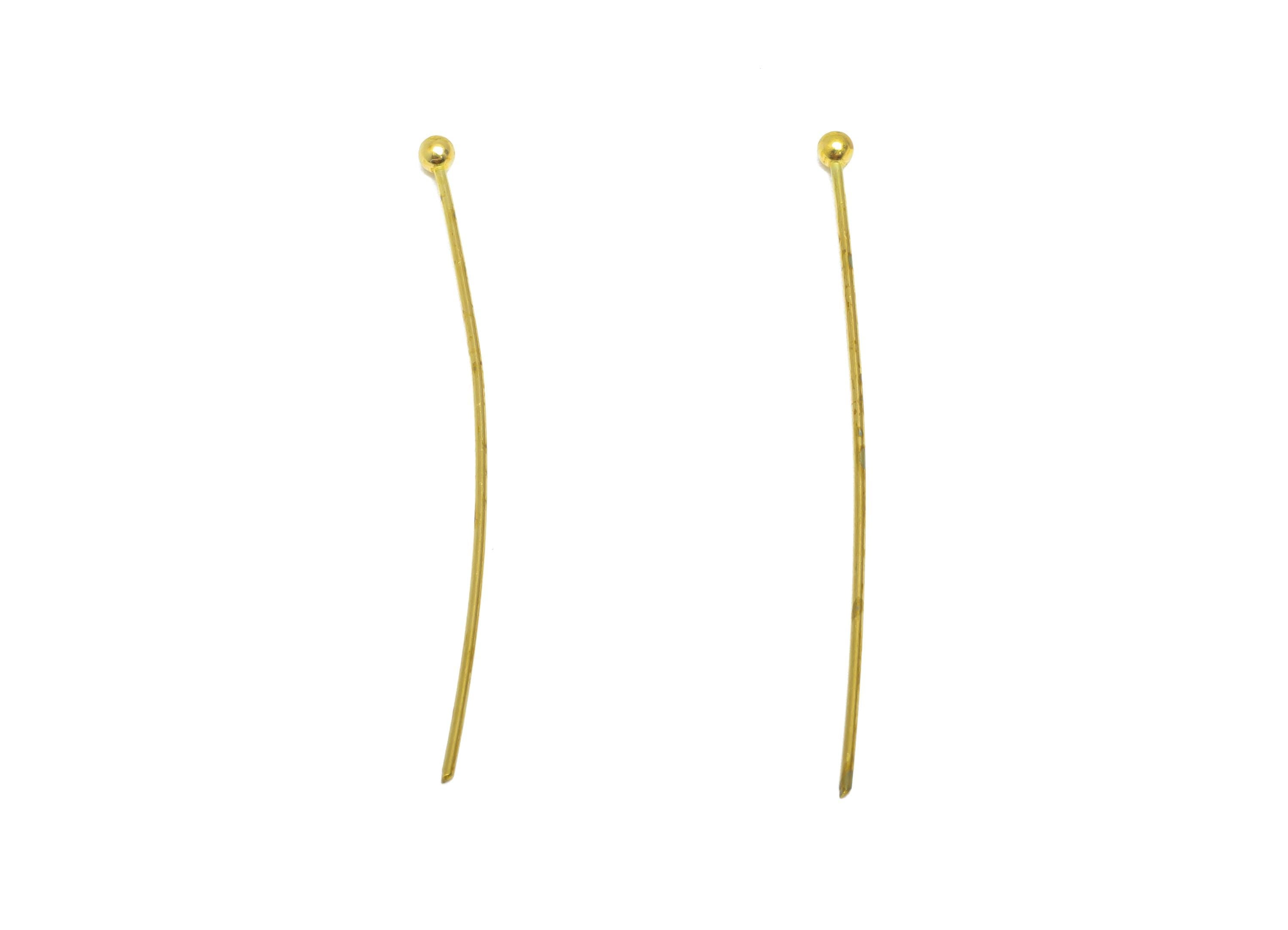 0.7*40*2.0mm Ball Headpin - Raw Brass Bead Stopper Pin - Metal Headpin - DIY Jewelry Making - Bead Supplies for Handmade Creation - PP11008 - DOMEDBAZAAR
