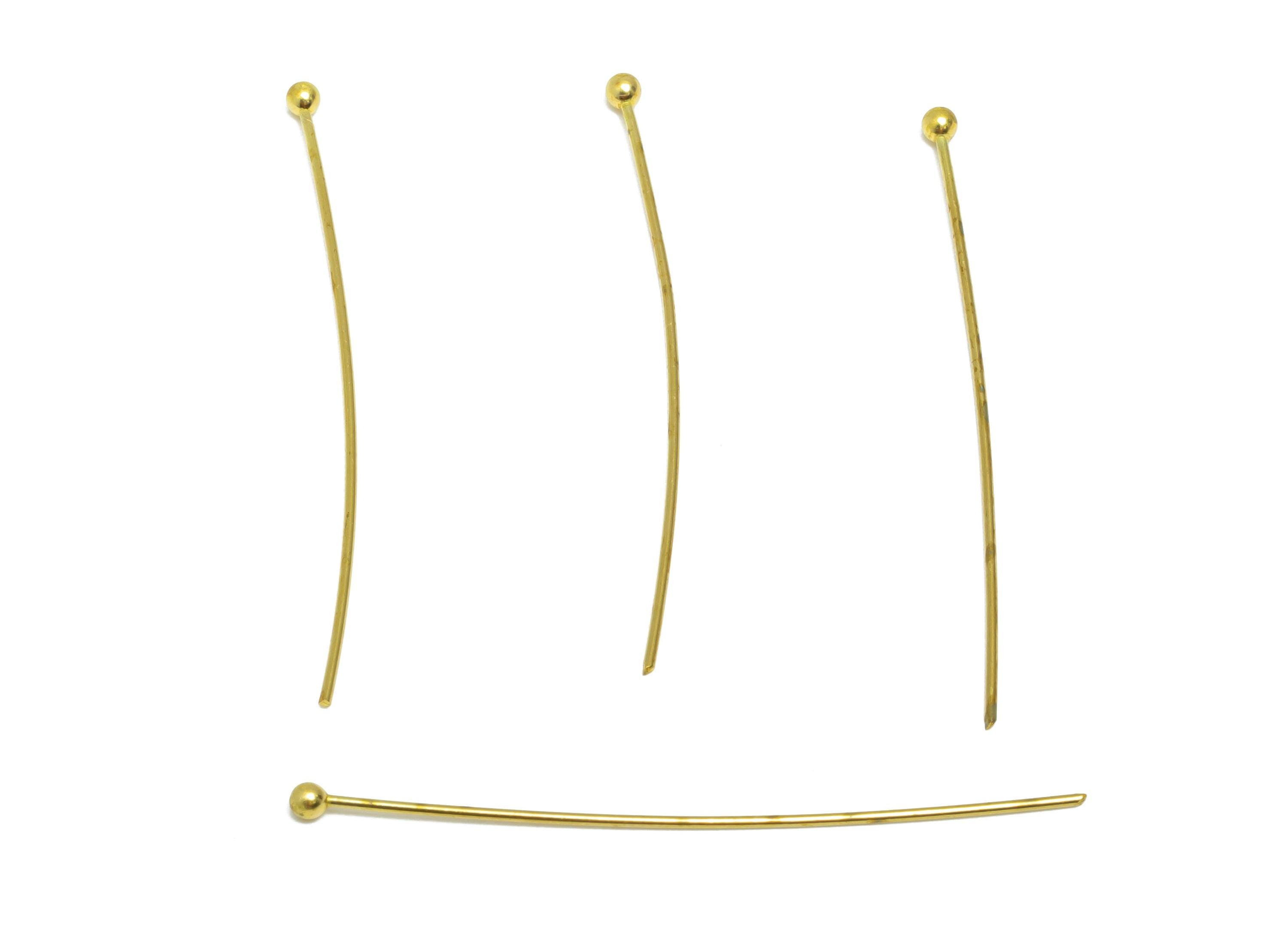 0.7*40*2.0mm Ball Headpin - Raw Brass Bead Stopper Pin - Metal Headpin - DIY Jewelry Making - Bead Supplies for Handmade Creation - PP11008 - DOMEDBAZAAR