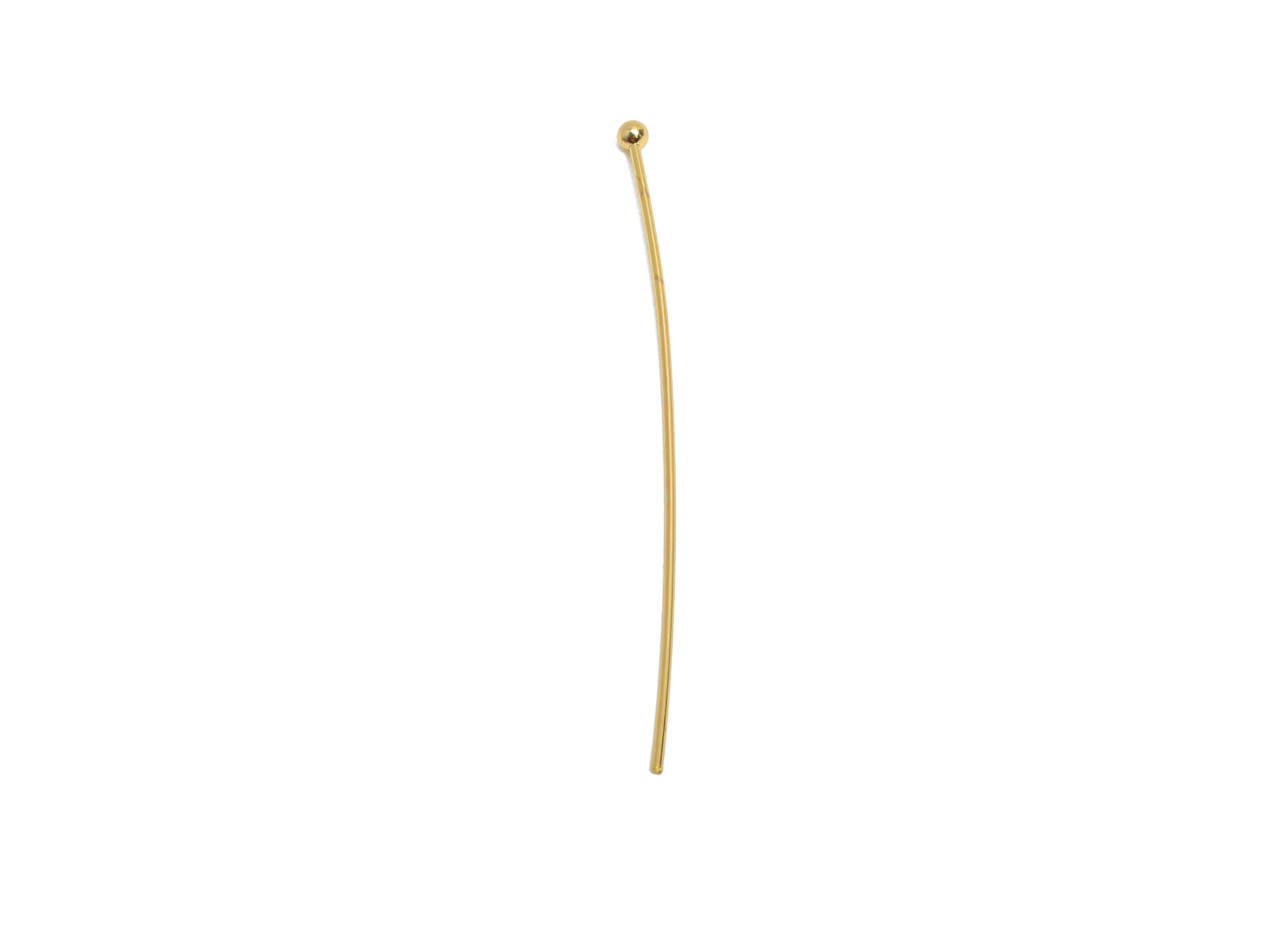 0.7*45*2mm Gold Ball Headpin - Brass Bead Stopper Pin - Metal Headpin - DIY Jewelry Making - Bead Supplies for Handmade Creation - RGP10347 - DOMEDBAZAAR