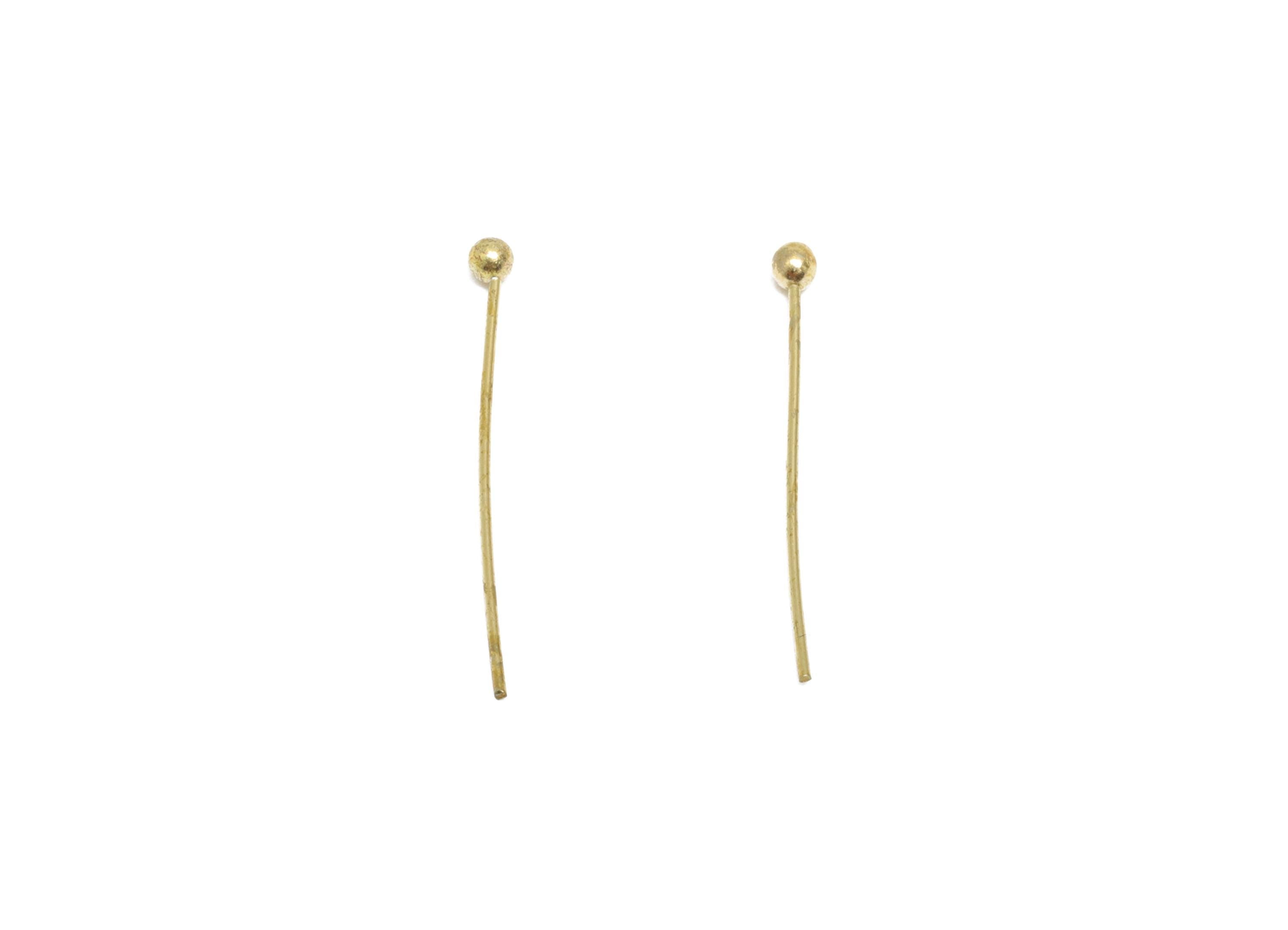 0.5*20*2mm Ball Headpin - Raw Brass Bead Stopper Pin - Metal Headpin - DIY Jewelry Making - Bead Supplies for Handmade Creation - PP11012 - DOMEDBAZAAR