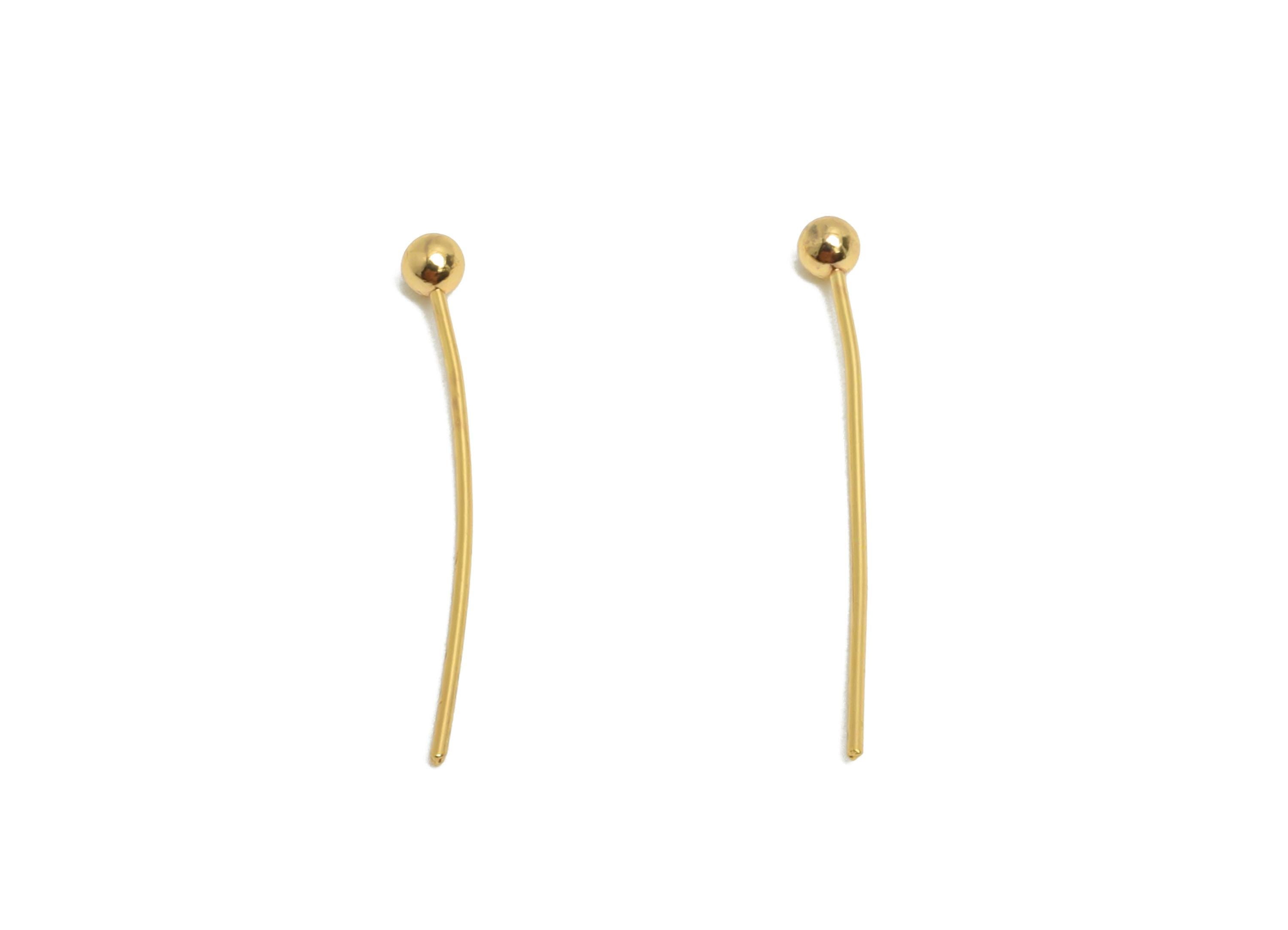 0.5*18*2mm Gold Ball Headpin - Brass Bead Stopper Pin - Metal Headpin - Jewelry Components - Bead Supplies for Handmade Creation - RGP10351 - DOMEDBAZAAR