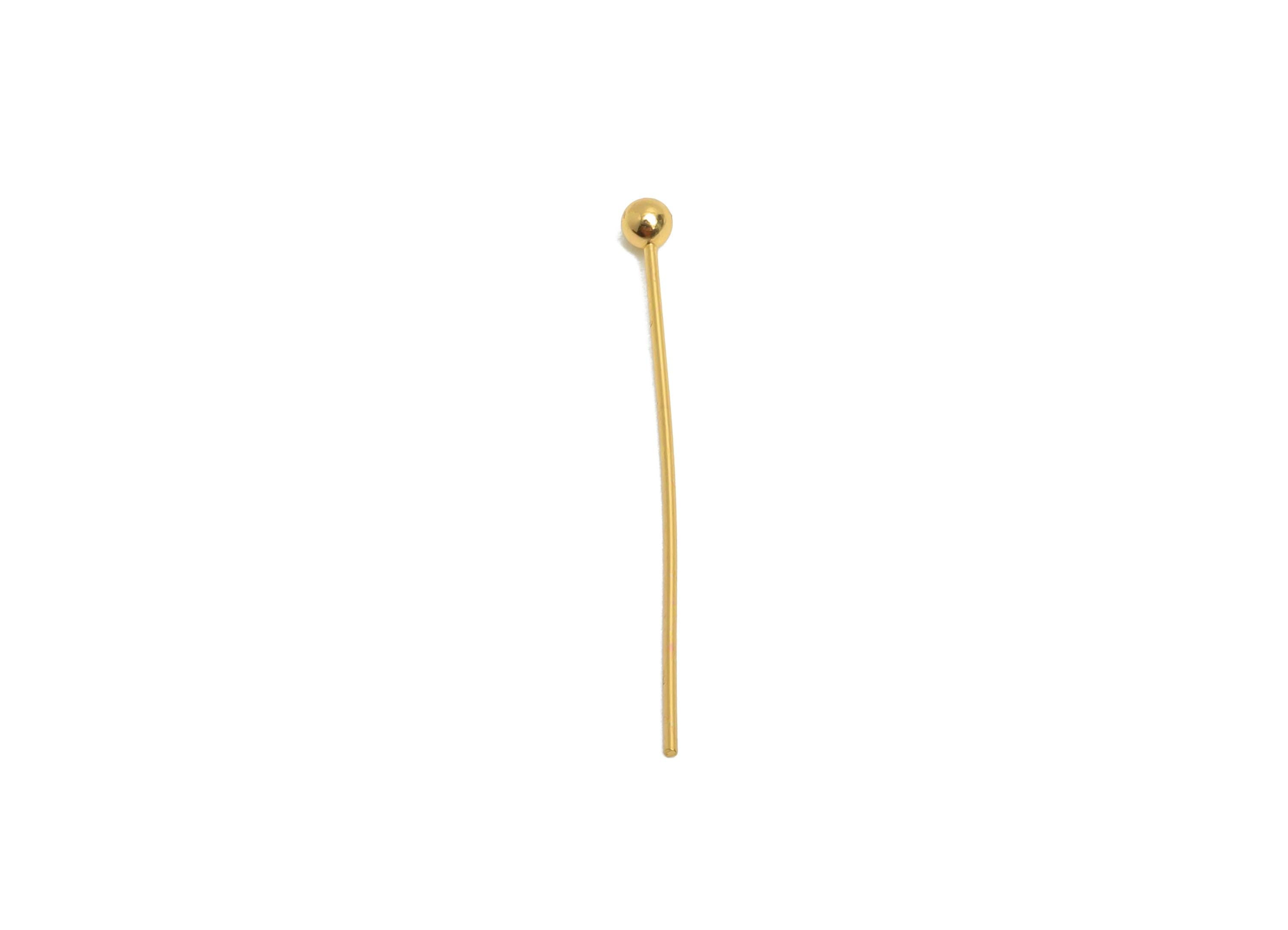 0.5*22*2mm Gold Ball Headpin - Brass Bead Stopper Pin - Metal Headpin - Wire Pin For Jewelry - Bead Supplies for Handmade Creation -RGP10353 - DOMEDBAZAAR