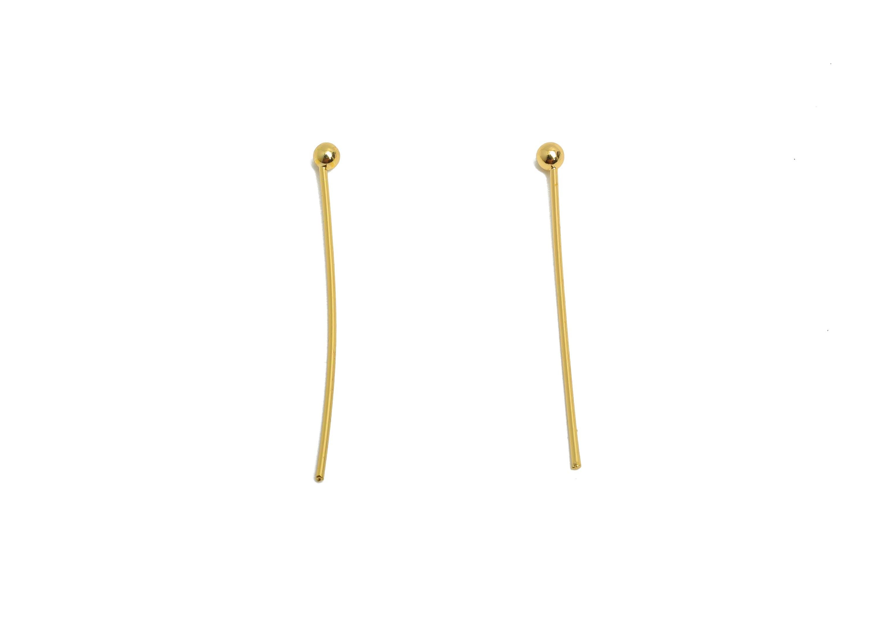 0.5*24*2mm Gold Ball Headpin - Brass Bead Stopper Pin - Metal Headpin - Wire Pin For Jewelry - Bead Supplies for Handmade Creation -RGP10354 - DOMEDBAZAAR