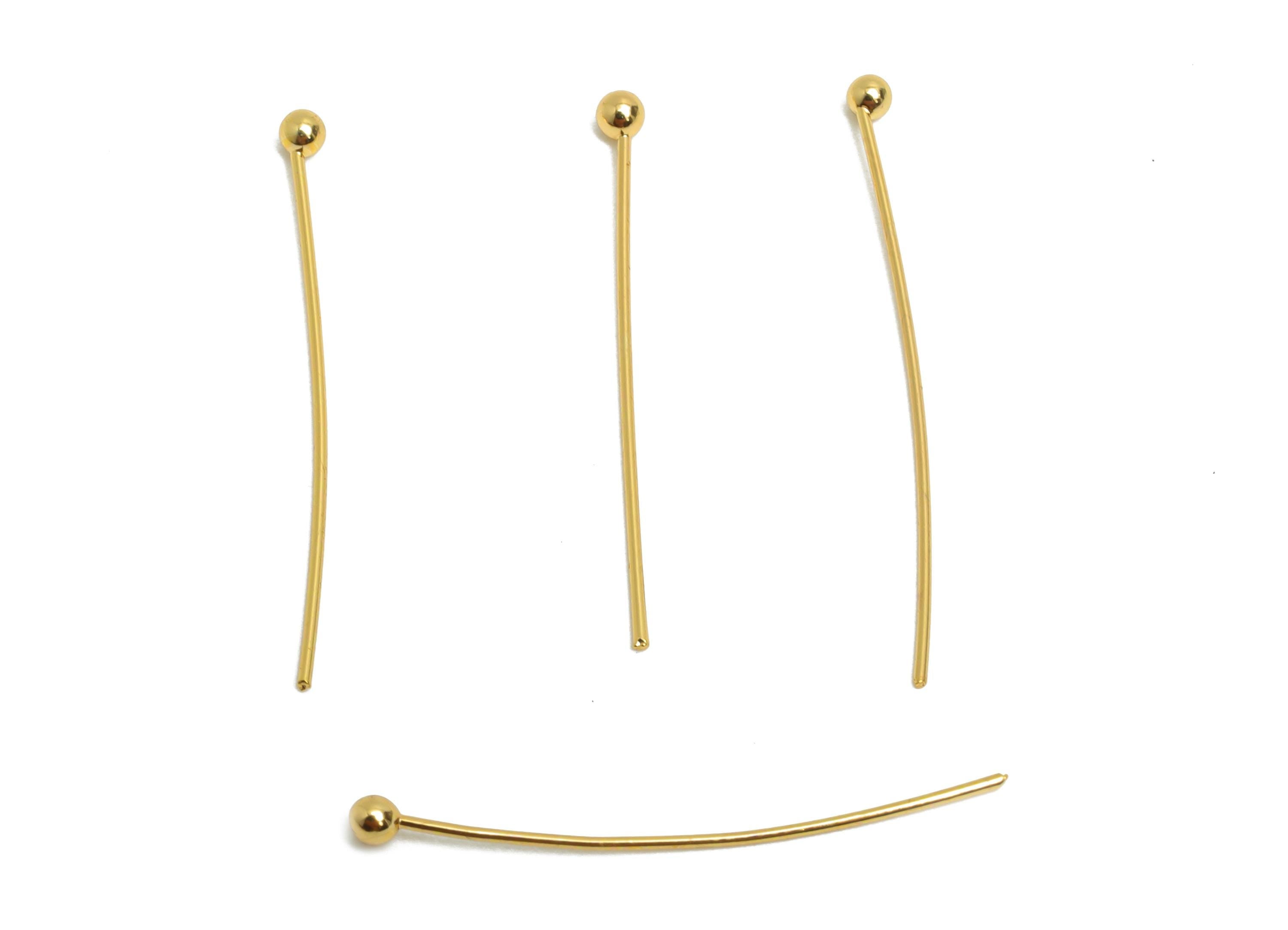 0.5*24*2mm Gold Ball Headpin - Brass Bead Stopper Pin - Metal Headpin - Wire Pin For Jewelry - Bead Supplies for Handmade Creation -RGP10354 - DOMEDBAZAAR