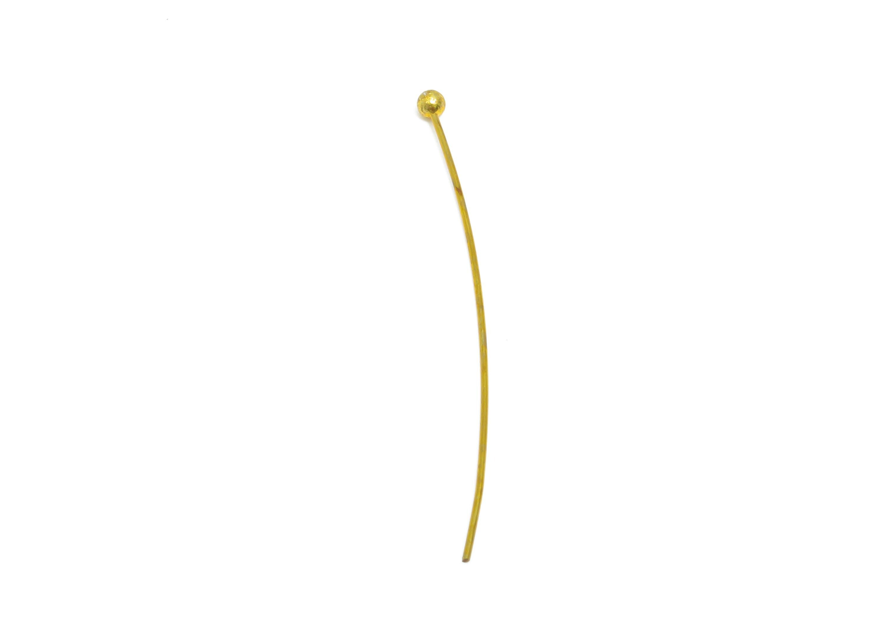 0.5*35*2mm Ball Headpin - Raw Brass Bead Stopper Pin - Metal Headpin - Wire Pin For Jewelry - Bead Supplies for Handmade Creation - PP11016 - DOMEDBAZAAR