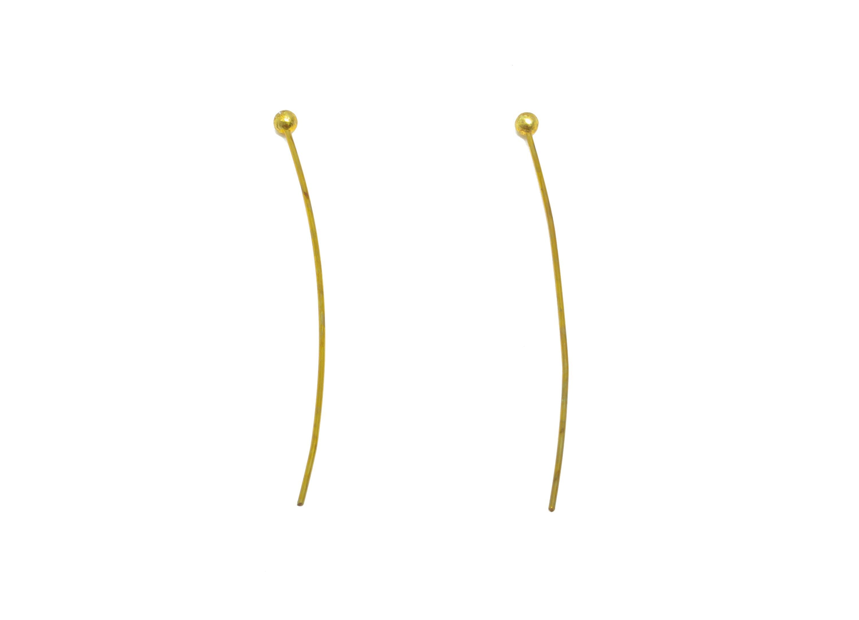 0.5*35*2mm Ball Headpin - Raw Brass Bead Stopper Pin - Metal Headpin - Wire Pin For Jewelry - Bead Supplies for Handmade Creation - PP11016 - DOMEDBAZAAR