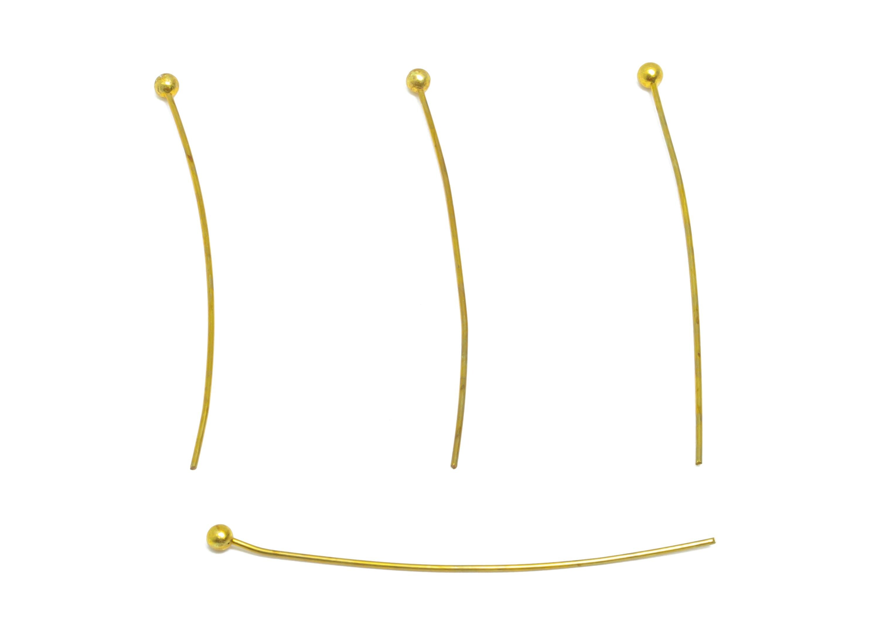 0.5*35*2mm Ball Headpin - Raw Brass Bead Stopper Pin - Metal Headpin - Wire Pin For Jewelry - Bead Supplies for Handmade Creation - PP11016 - DOMEDBAZAAR