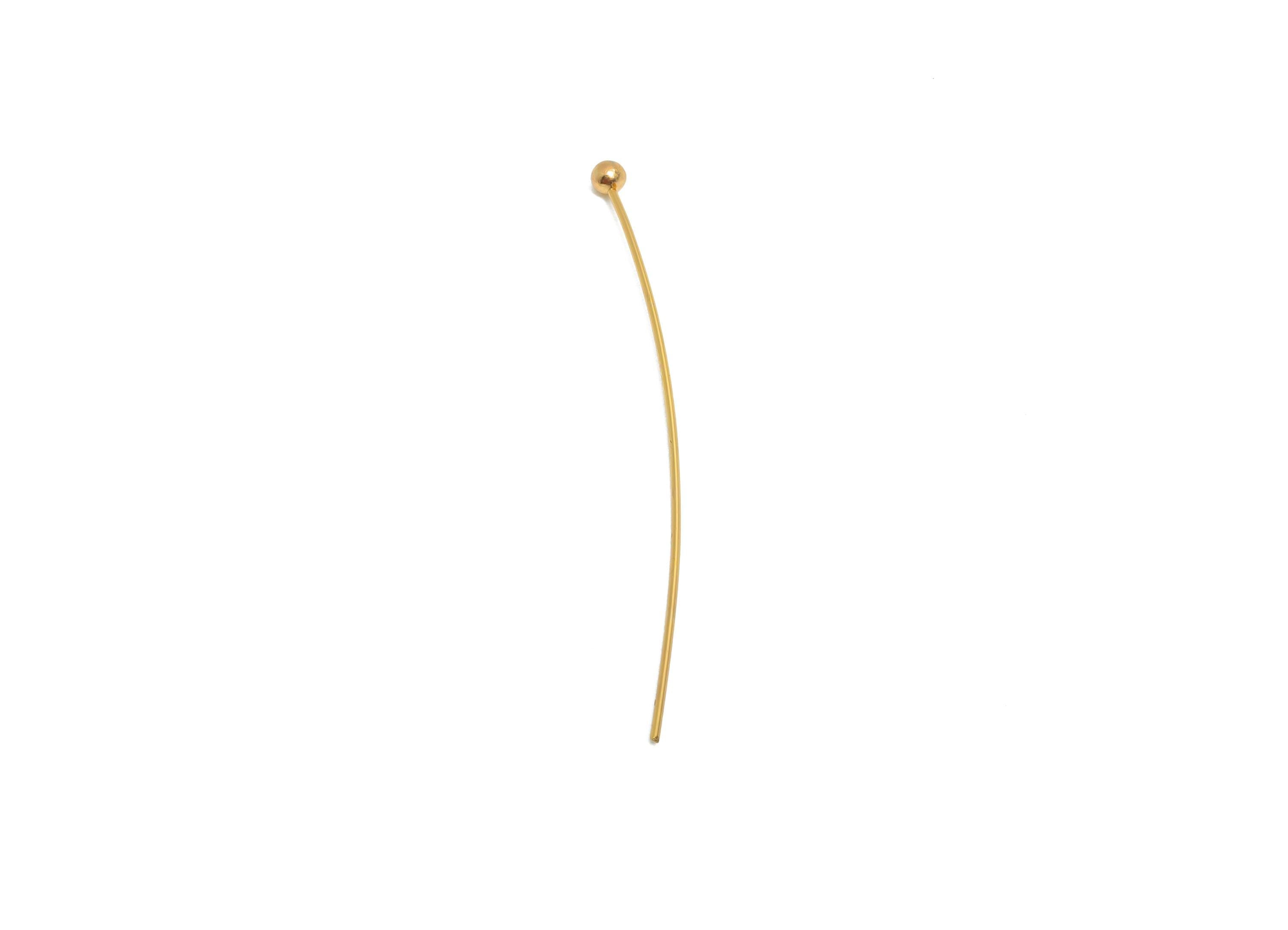 0.5*35*2mm Gold Ball Headpin - Brass Bead Stopper Pin - Metal Headpin - Wire Pin For Jewelry - Bead Supplies for Handmade Creation -RGP10358 - DOMEDBAZAAR