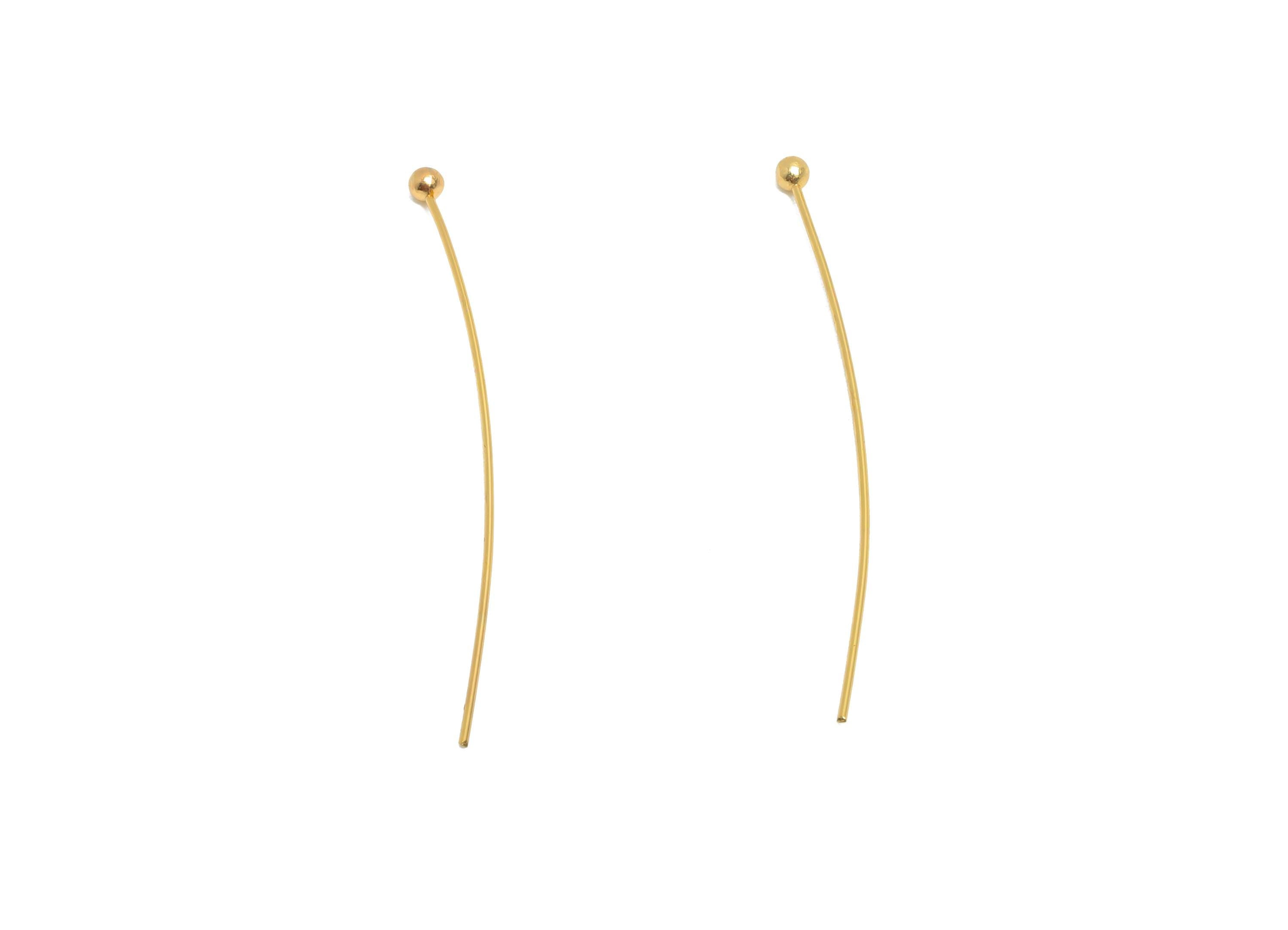 0.5*35*2mm Gold Ball Headpin - Brass Bead Stopper Pin - Metal Headpin - Wire Pin For Jewelry - Bead Supplies for Handmade Creation -RGP10358 - DOMEDBAZAAR