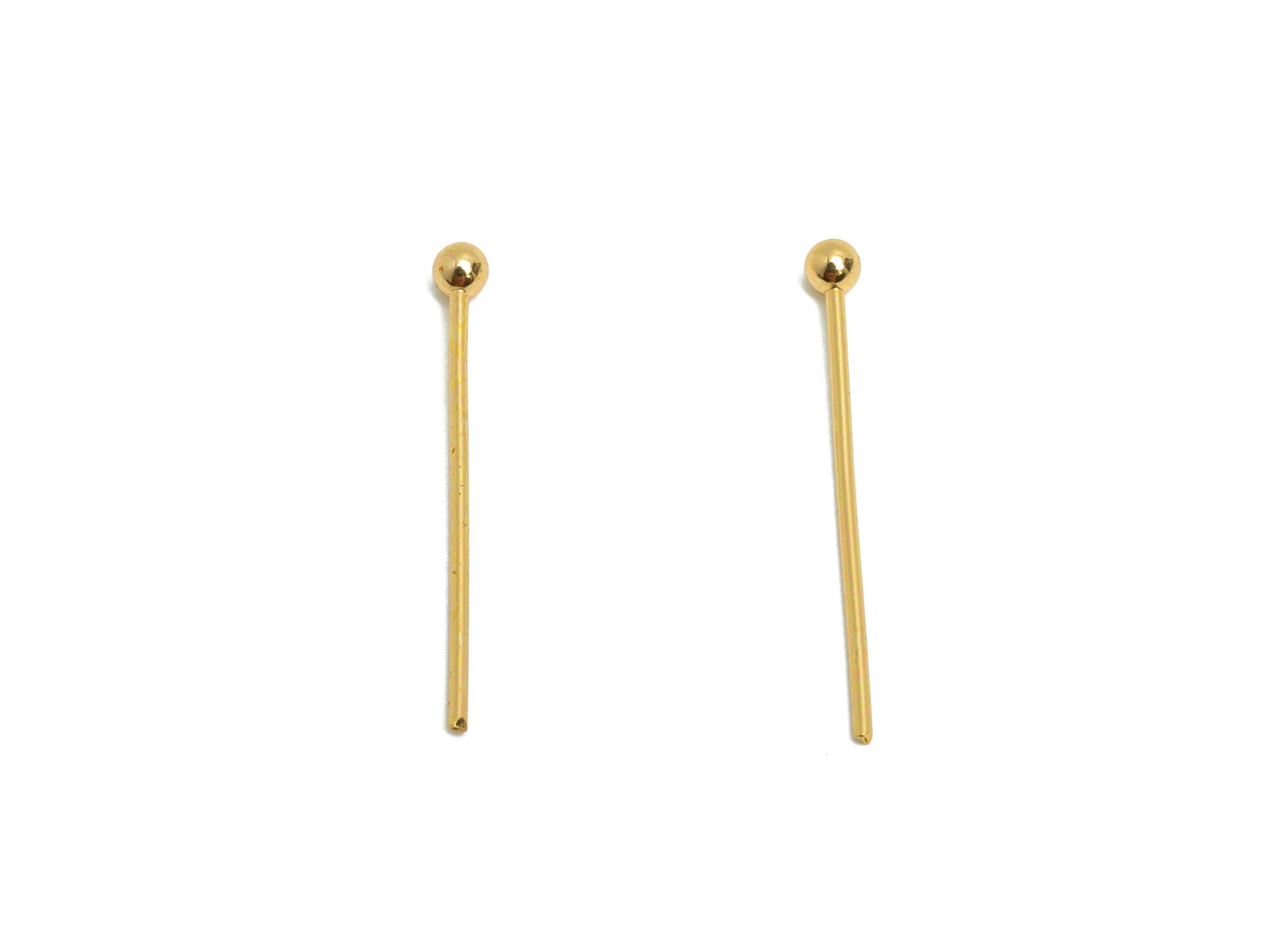 0.7*20*2mm Gold Ball Headpin - Brass Bead Stopper Pin - Metal Headpin - Wire Pin For Jewelry - Bead Supplies for Handmade Creation -RGP10340 - DOMEDBAZAAR