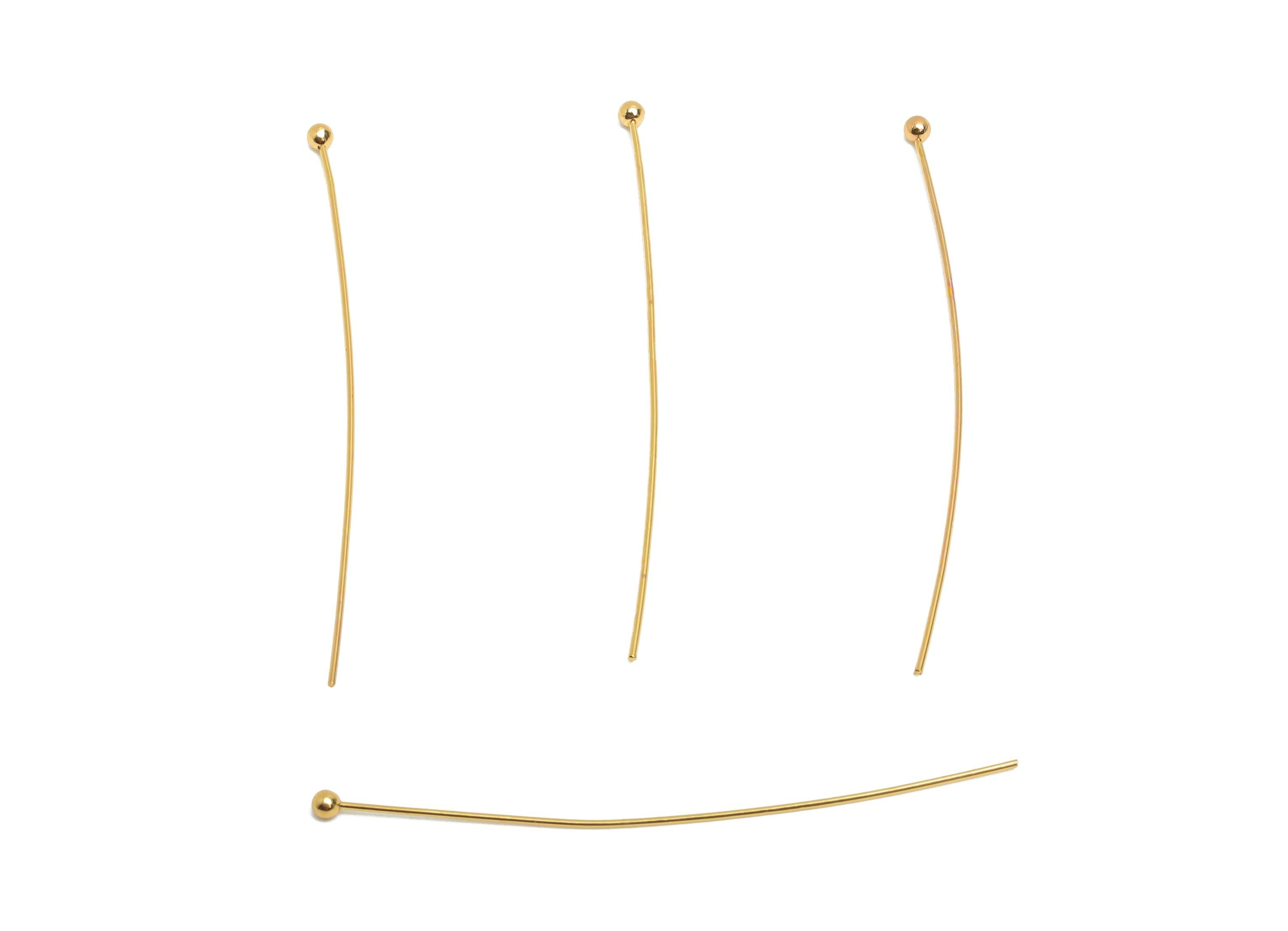 0.5*45*2mm Gold Ball Headpin - Brass Bead Stopper Pin - Metal Headpin - Wire Pin For Jewelry - Bead Supplies for Handmade Creation -RGP10360 - DOMEDBAZAAR