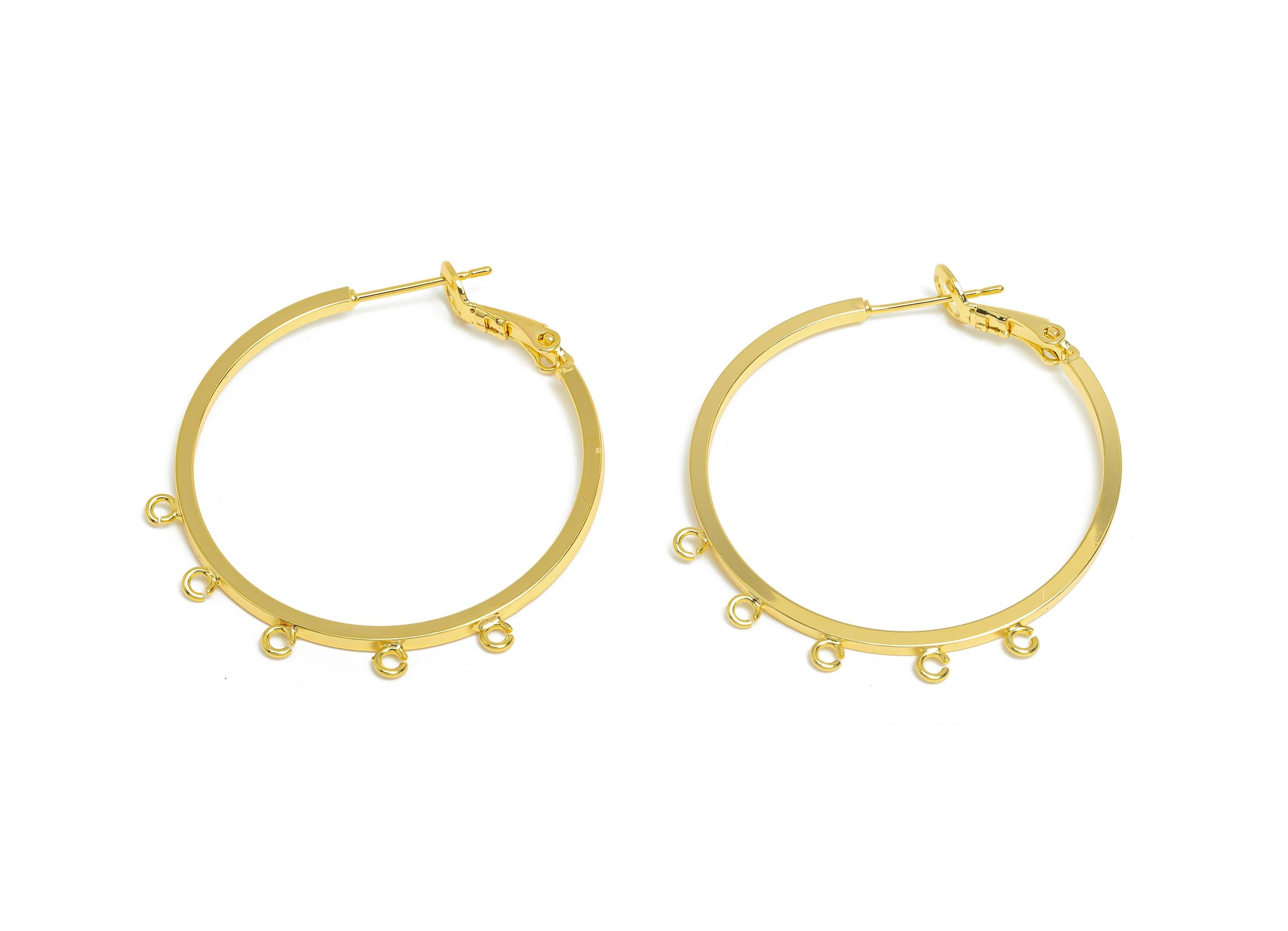 Brass Round Hoops Earring Connector - Earring Clasps With 5 Loops - Clasp Back Earring Connector-18K Real Gold Plated-38x35x1.54mm - RGP9511 - DOMEDBAZAAR