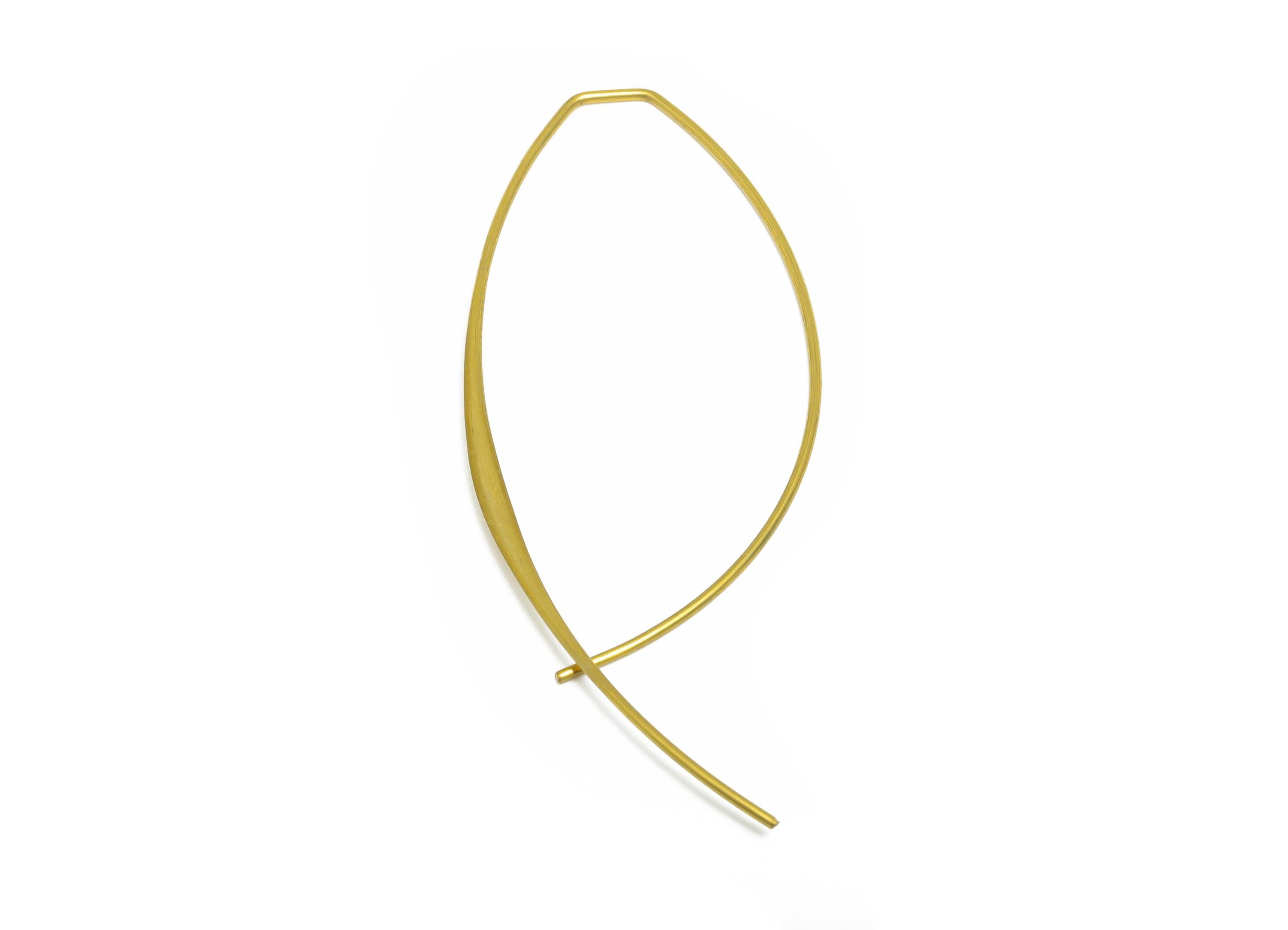 Brass Wire Hammered Earring - Raw Brass Marquise Earring Hook  - Minimalist Jewelry - Marquise Earring Hoop - 56.24x27.21x0.87mm - PP10998 - DOMEDBAZAAR