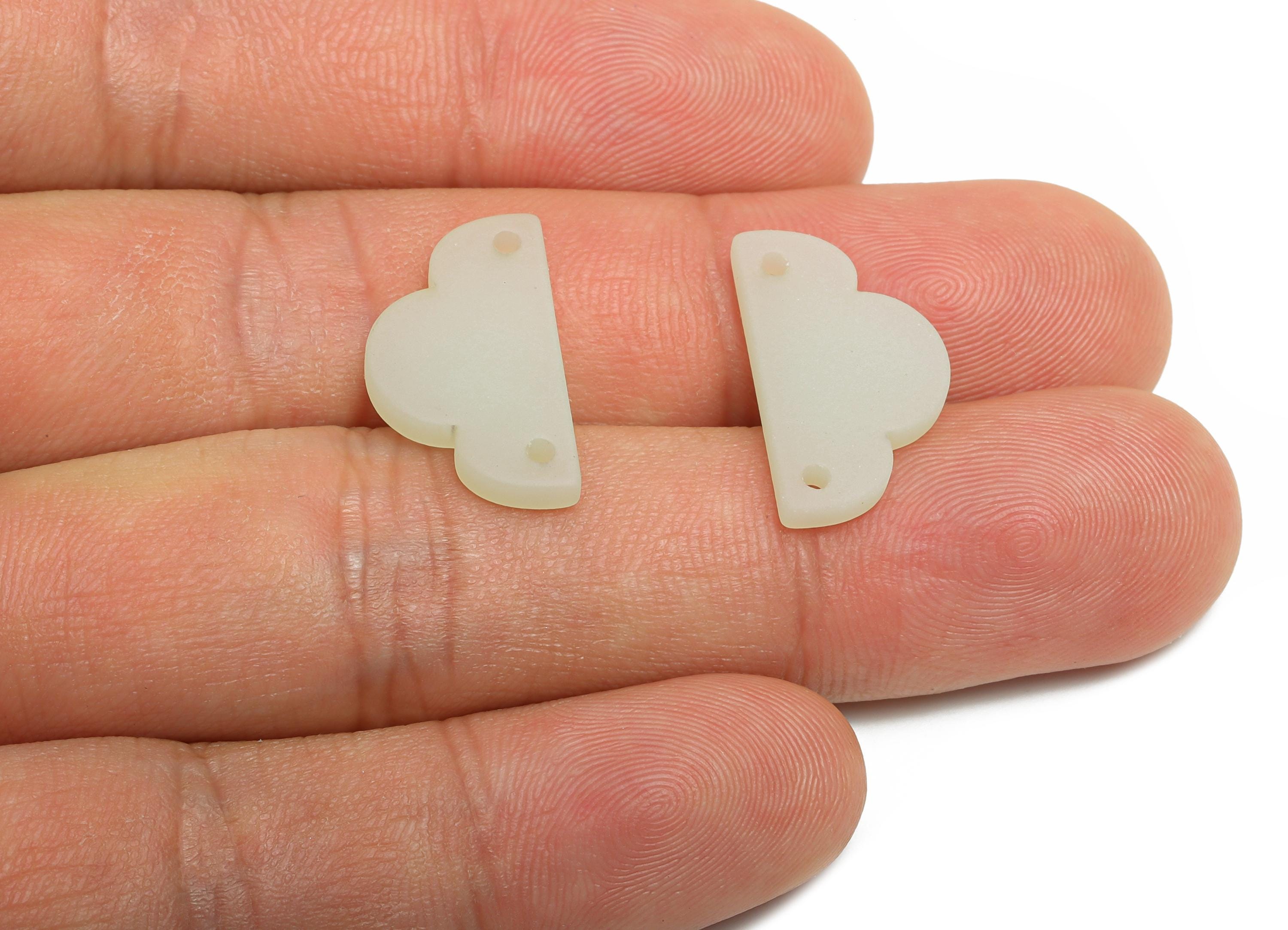 Acrylic Clouds Charm - Two-Hole Connector - Earring Findings - Minimalist Jewelry Piece - Color Code: A647 - 19x11x2.76mm - AC2640-A647 - DOMEDBAZAAR