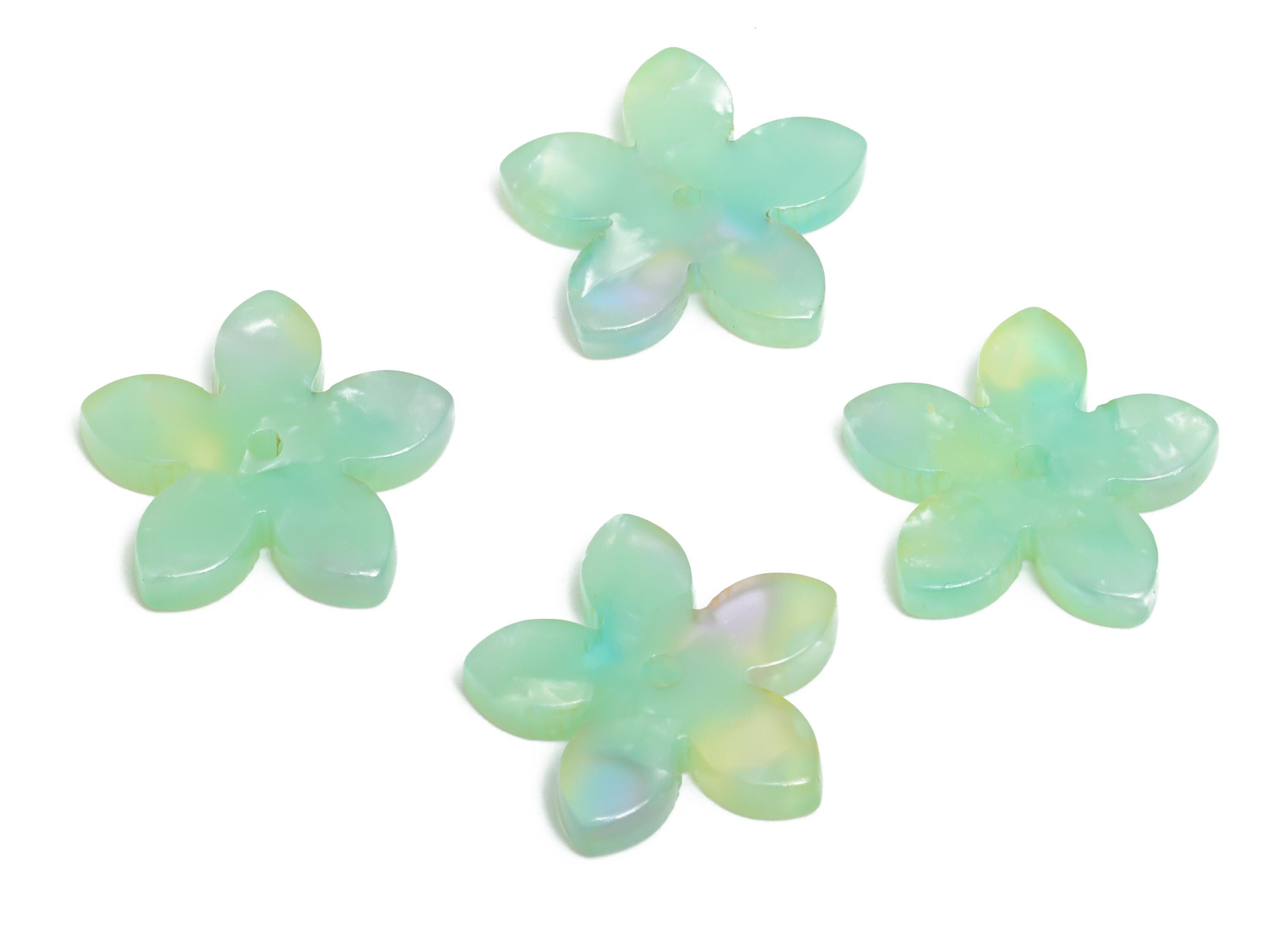 Acetic Acid Flower Charm - Green Flower Charm - Earring Findings - Minimalist Jewelry Piece - Color Code: A1064 - 15x15x2mm - AC2639-A1064 - DOMEDBAZAAR