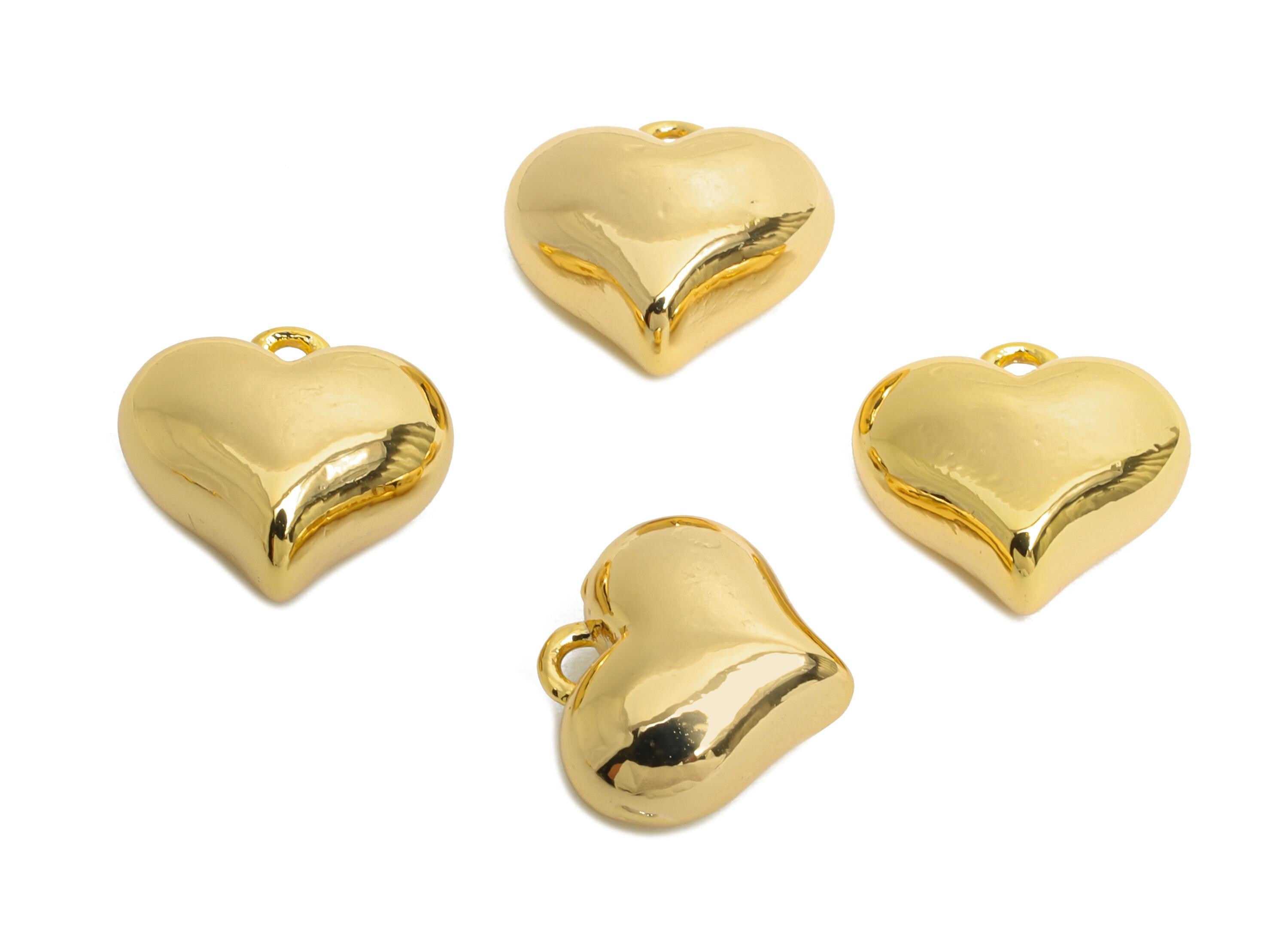 Brass Heart Earring Charms - Sleek Gold Heart Pendant for Necklace - Refined Jewelry DIY - 18K Real Gold Plated - 10.8x10x5.52mm - RGP9933 - DOMEDBAZAAR