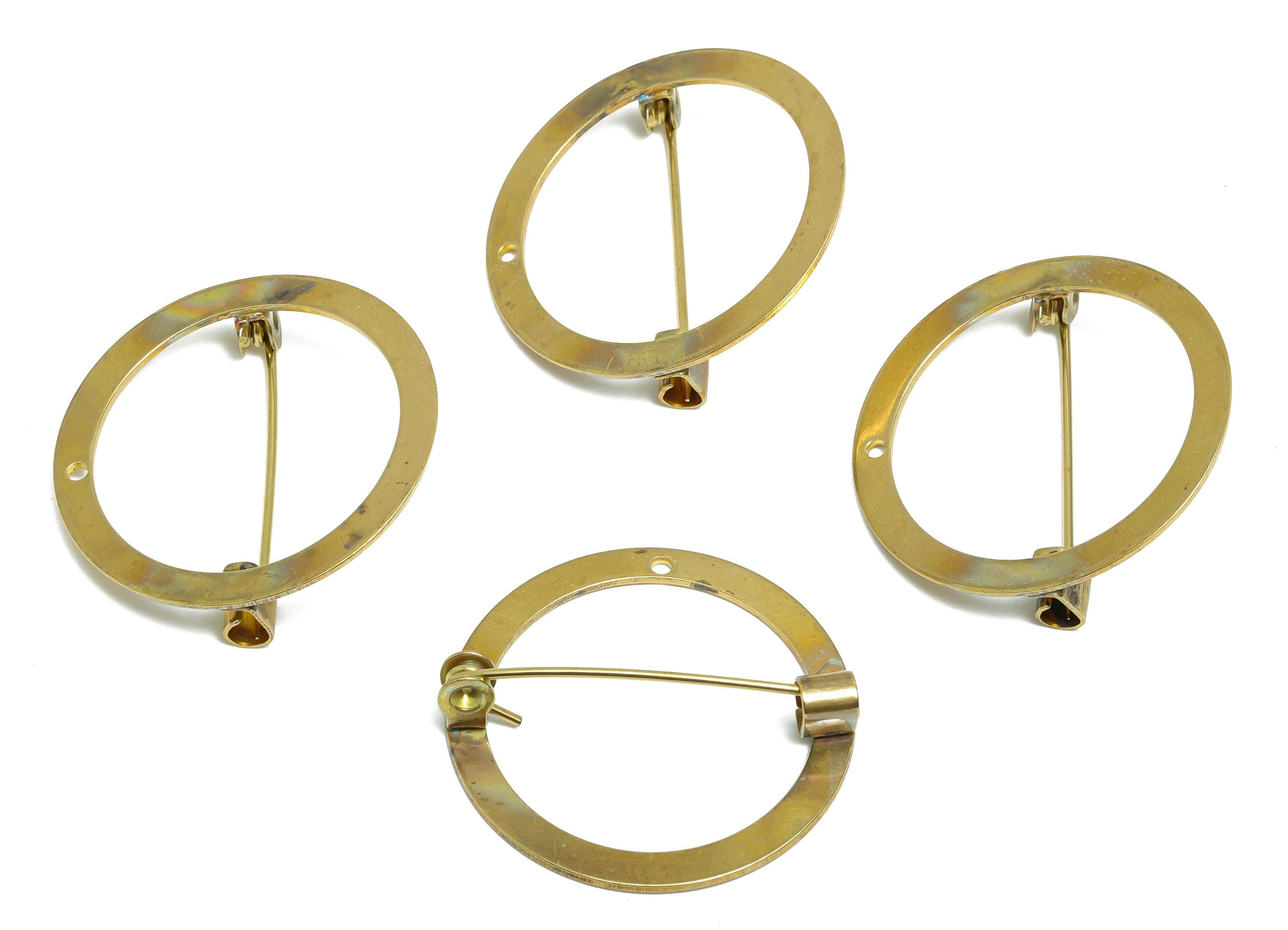 Circular Brooch Pin - Raw Brass Brooch Pin - Vintage Pinbacks for DIY - For Woman - Round Metal Brooch Components - 28x28x0.9mm - PP11023 - DOMEDBAZAAR