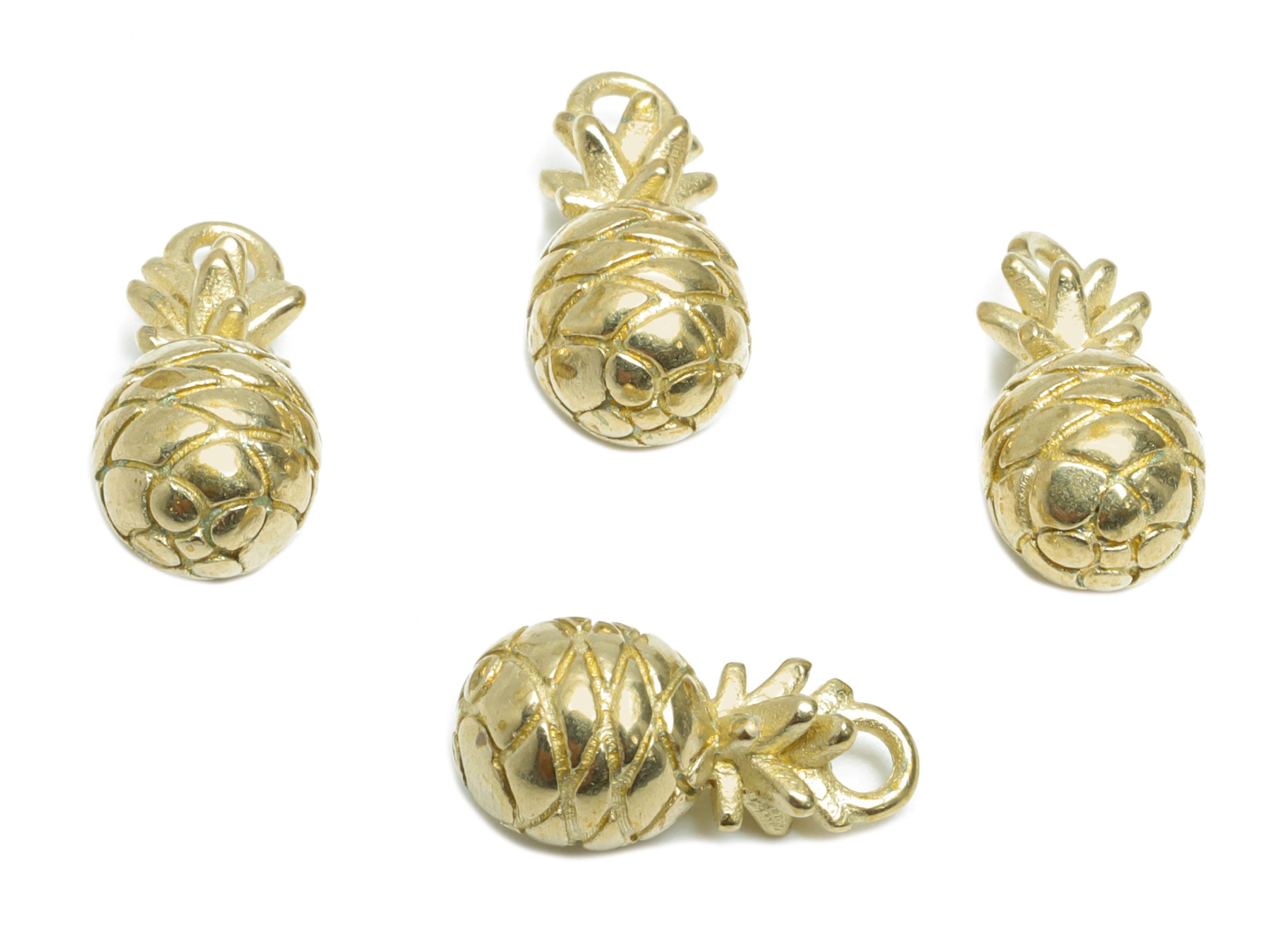 Brass Pineapple Charm - Decorative Brass Fruit Charm - Tropical Fruit Pendant - Raw Brass Pineapple Jewelry Charm - 12.25x6x6mm  - PP10997 - DOMEDBAZAAR