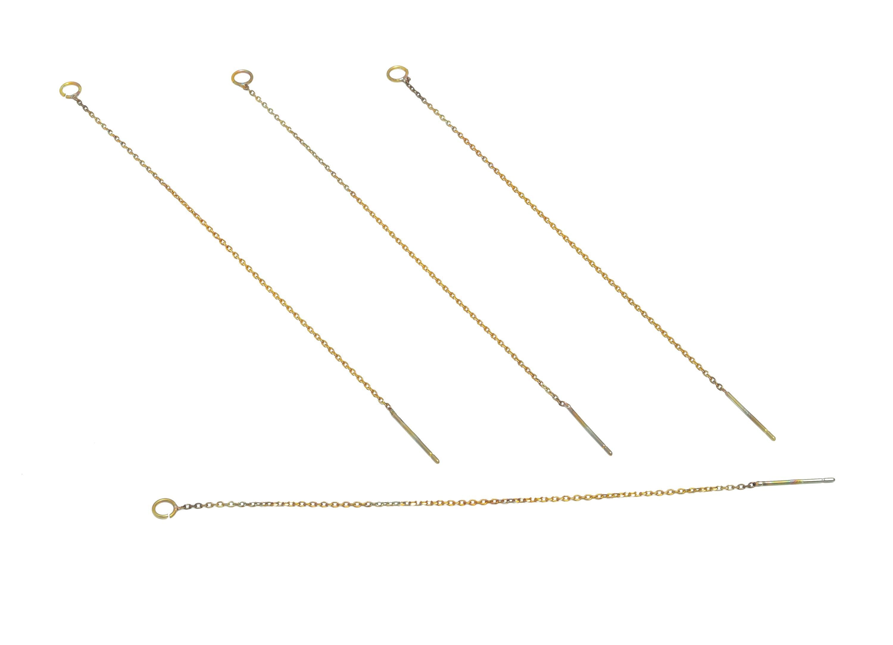 Brass Chian Earring Post - Raw Brass Threader Earring With Loop - Minimalist Chain Earrings - Chic Minimalist Earring - 152x3x1mm  - PP11000 - DOMEDBAZAAR