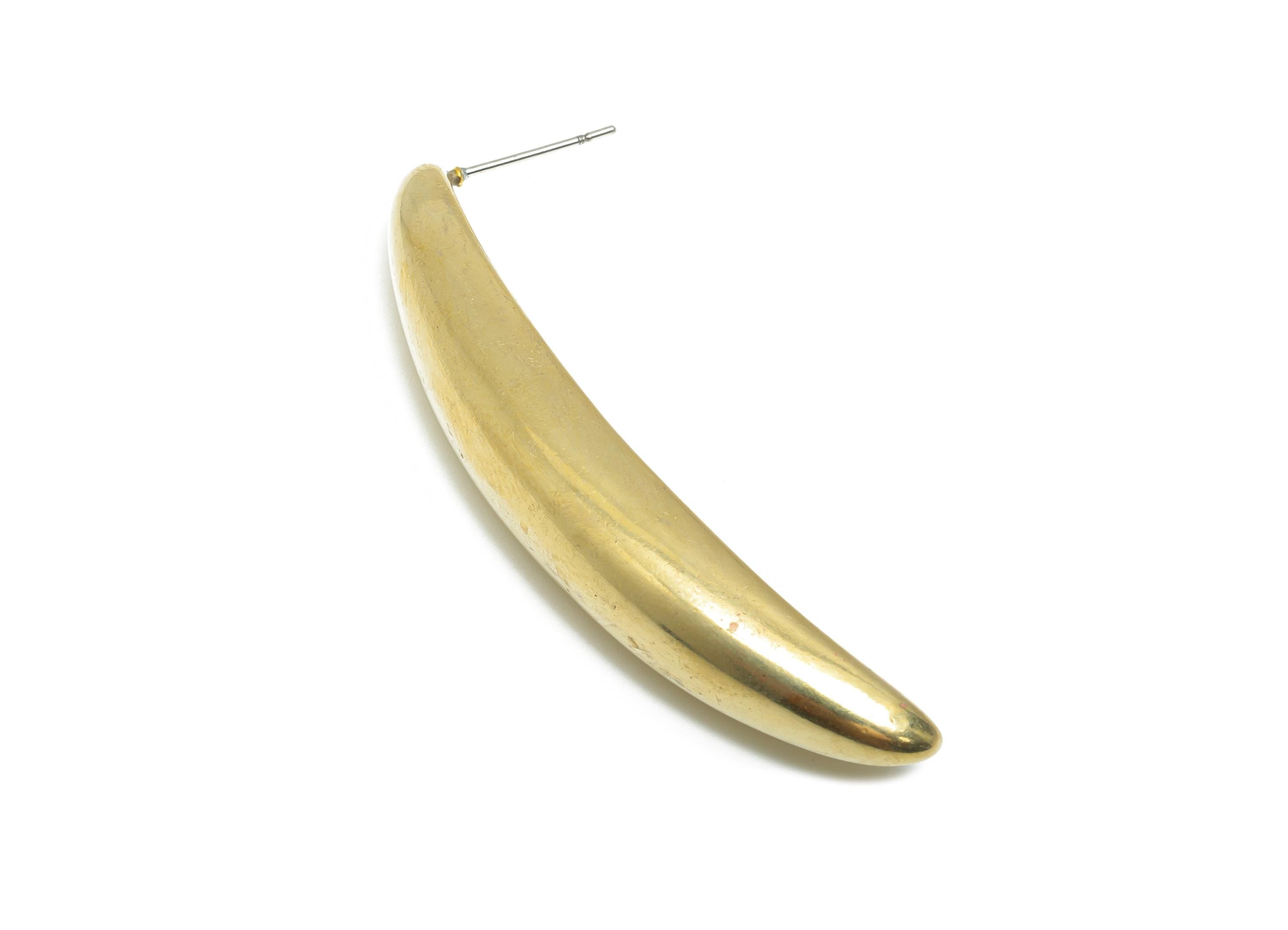 Brass Curved Stud Earring - Raw Brass Modern Earring Stud - Minimalist Earring Stud - Novelty Sleek Earring - 55x10x7mm - PP10995 - DOMEDBAZAAR