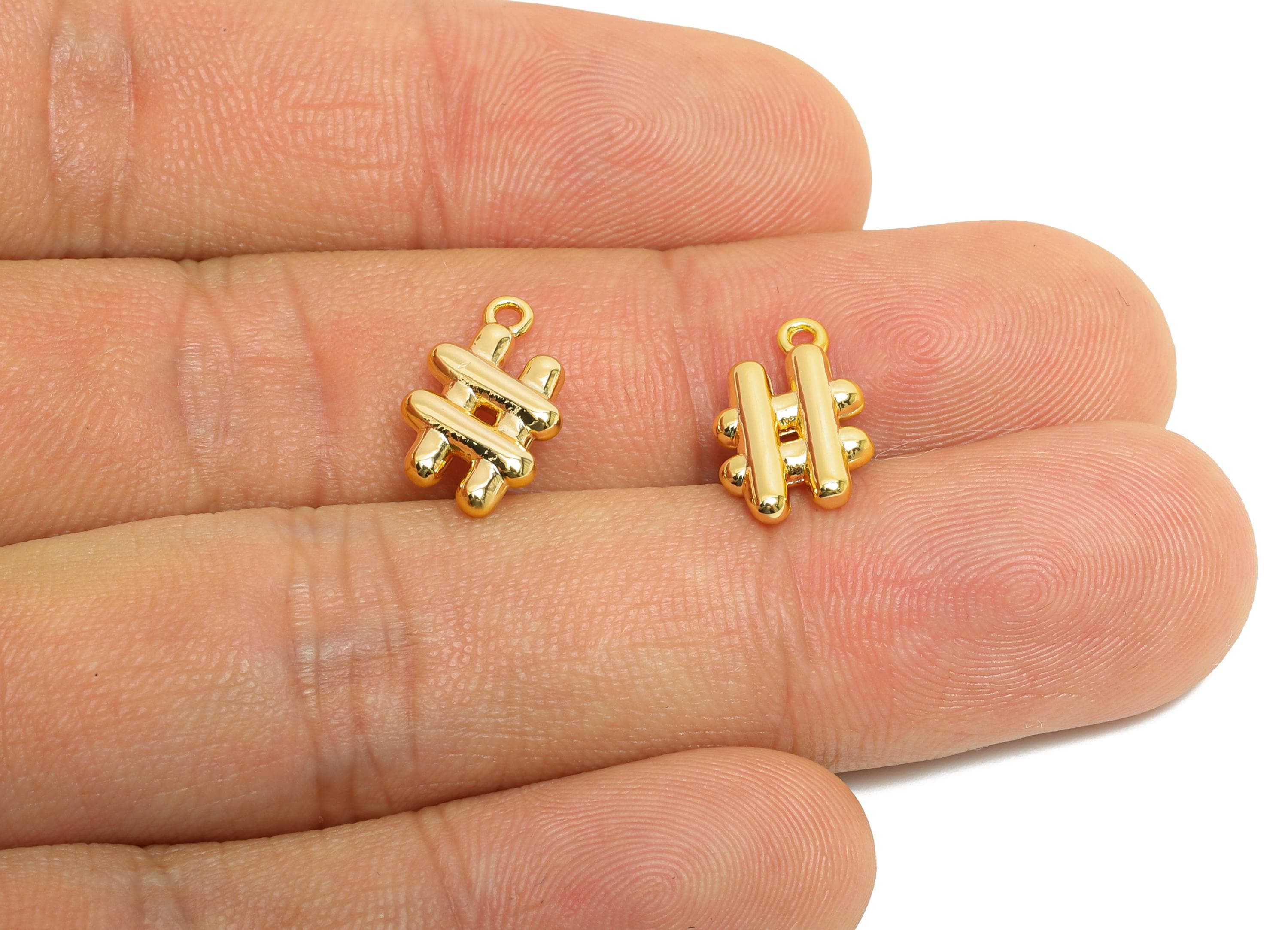 Brass Abstract Earring Charm - Gold Geometric Fence Charms - Chic Jewelry Accessories - 18K Real Gold Plated Brass- 14.2x8.5x2.7mm - RGP9908 - DOMEDBAZAAR