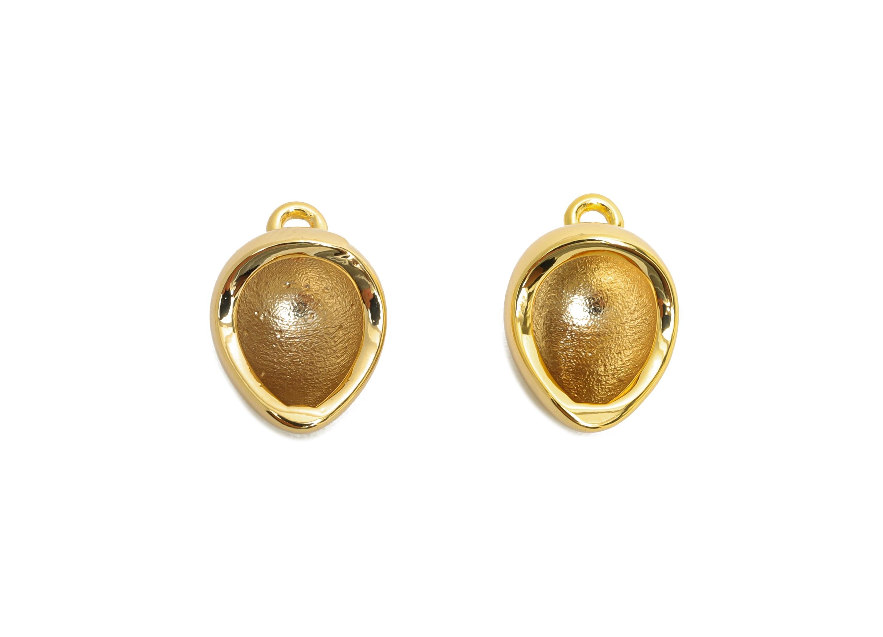 Brass Teardrop Earring Charms - Sleek Gold Cubic Notch Drop Pendant - Jewelry Accessories - 18K Real Gold Plated - 12.4x8.1x6.6mm - RGP9930 - DOMEDBAZAAR