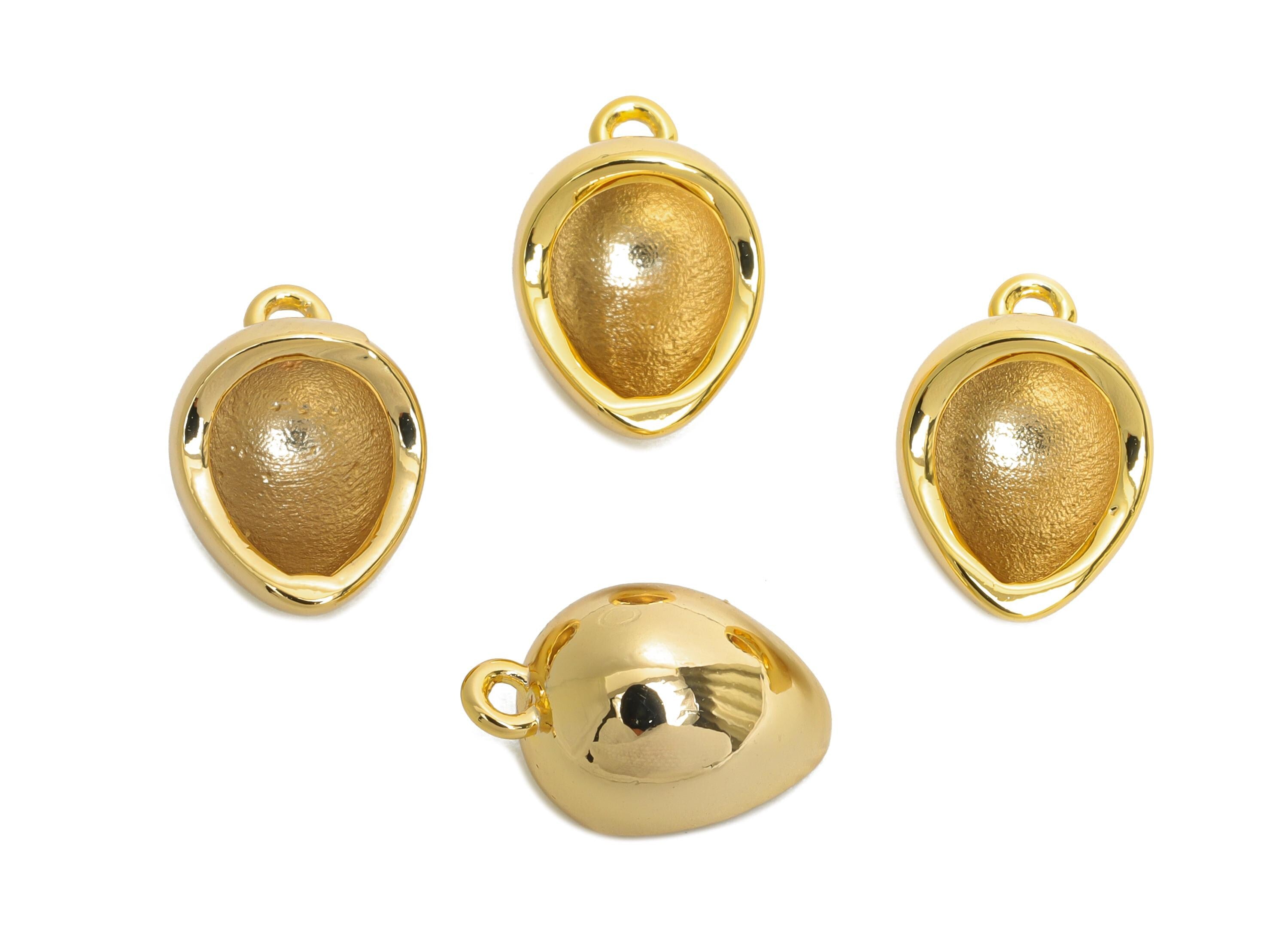 Brass Teardrop Earring Charms - Sleek Gold Cubic Notch Drop Pendant - Jewelry Accessories - 18K Real Gold Plated - 12.4x8.1x6.6mm - RGP9930 - DOMEDBAZAAR