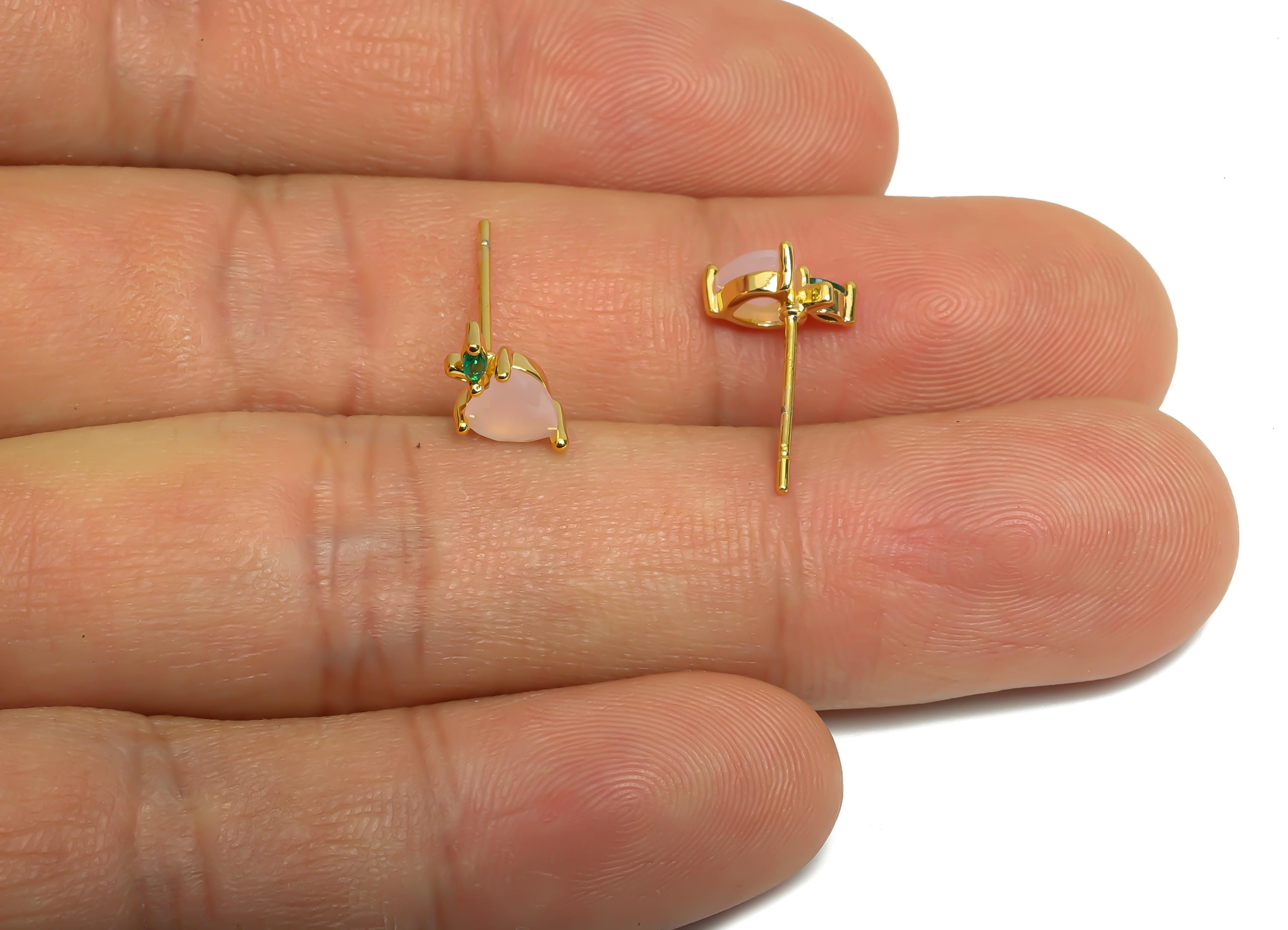 Brass Heart Crystal Earring Stud - Gold Brass Elegant Heart Apple Earring Stud - Love Symbol Jewelry  - Unique Jewelry - 8x5x3mm - RGP10318 - DOMEDBAZAAR