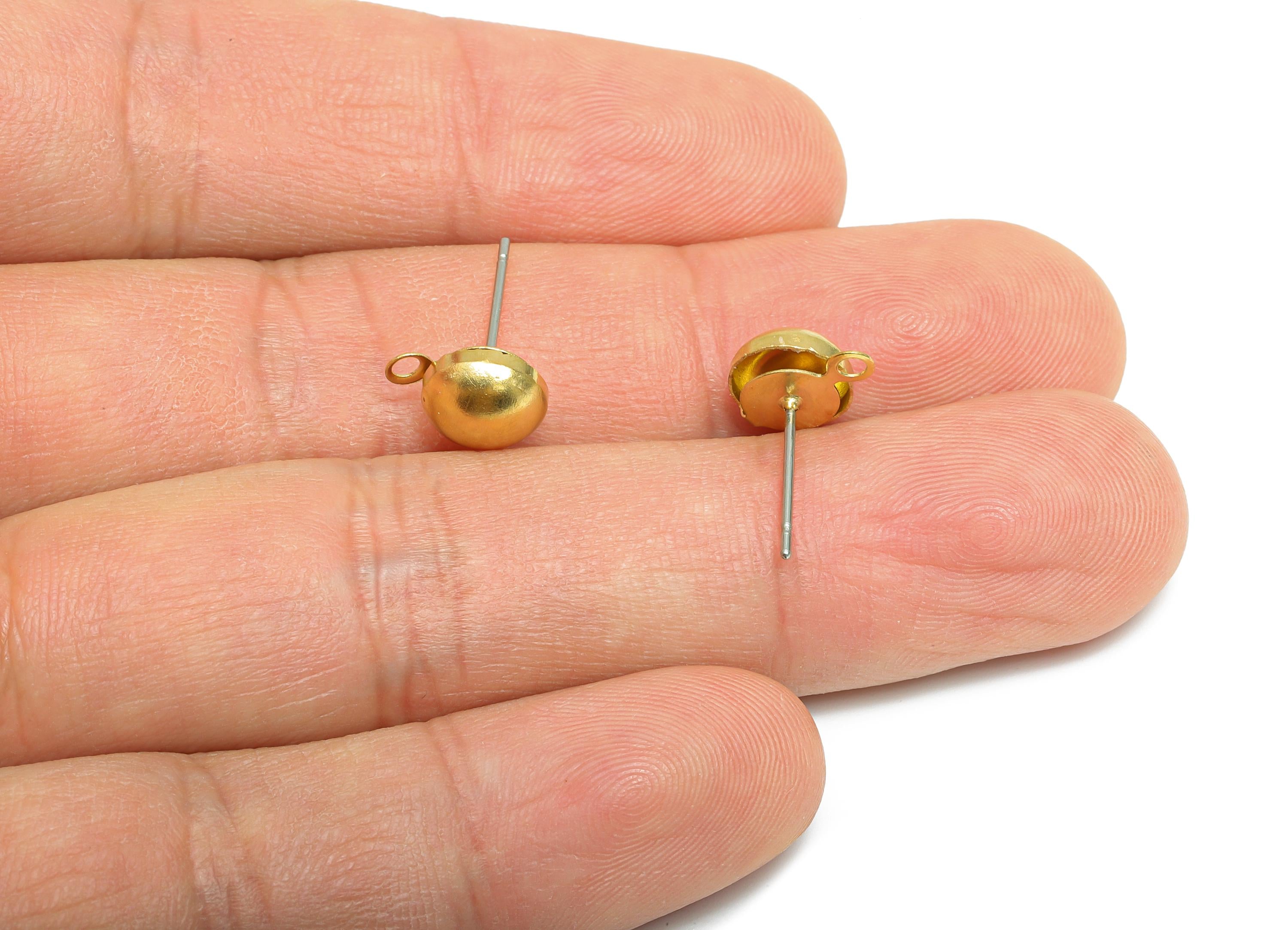 Half-Dome Earring Post - Raw Brass Customizable Jewelry Post - Minimalist Charm-Ready Earring Base - Dangle Attachment - 10x7x4mm- PP11059 - DOMEDBAZAAR