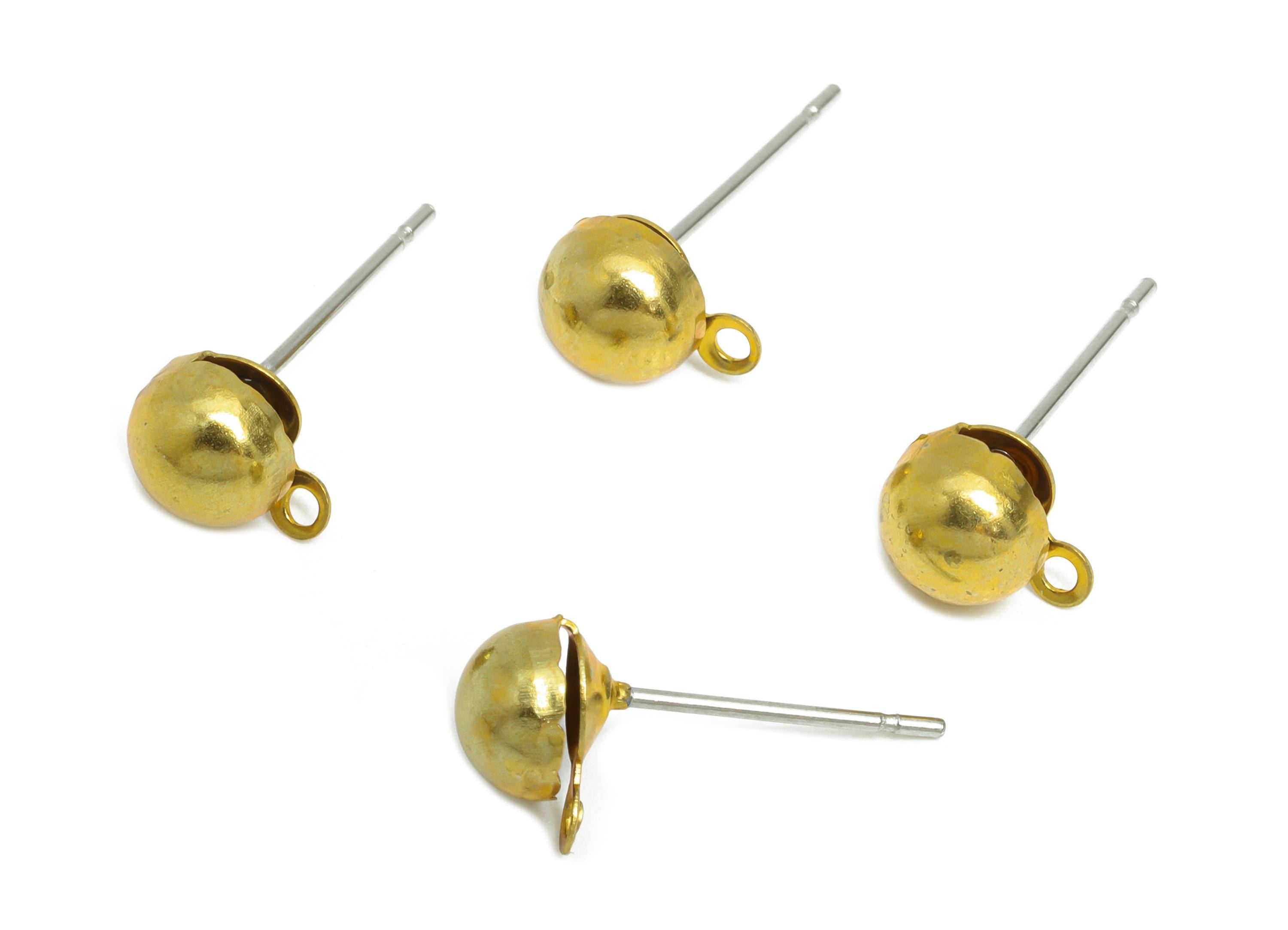 Half-Dome Earring Post - Raw Brass Customizable Jewelry Post - Minimalist Charm - Ready Earring Base - Dangle Attachment - 7x5x4mm-PP11058 - DOMEDBAZAAR
