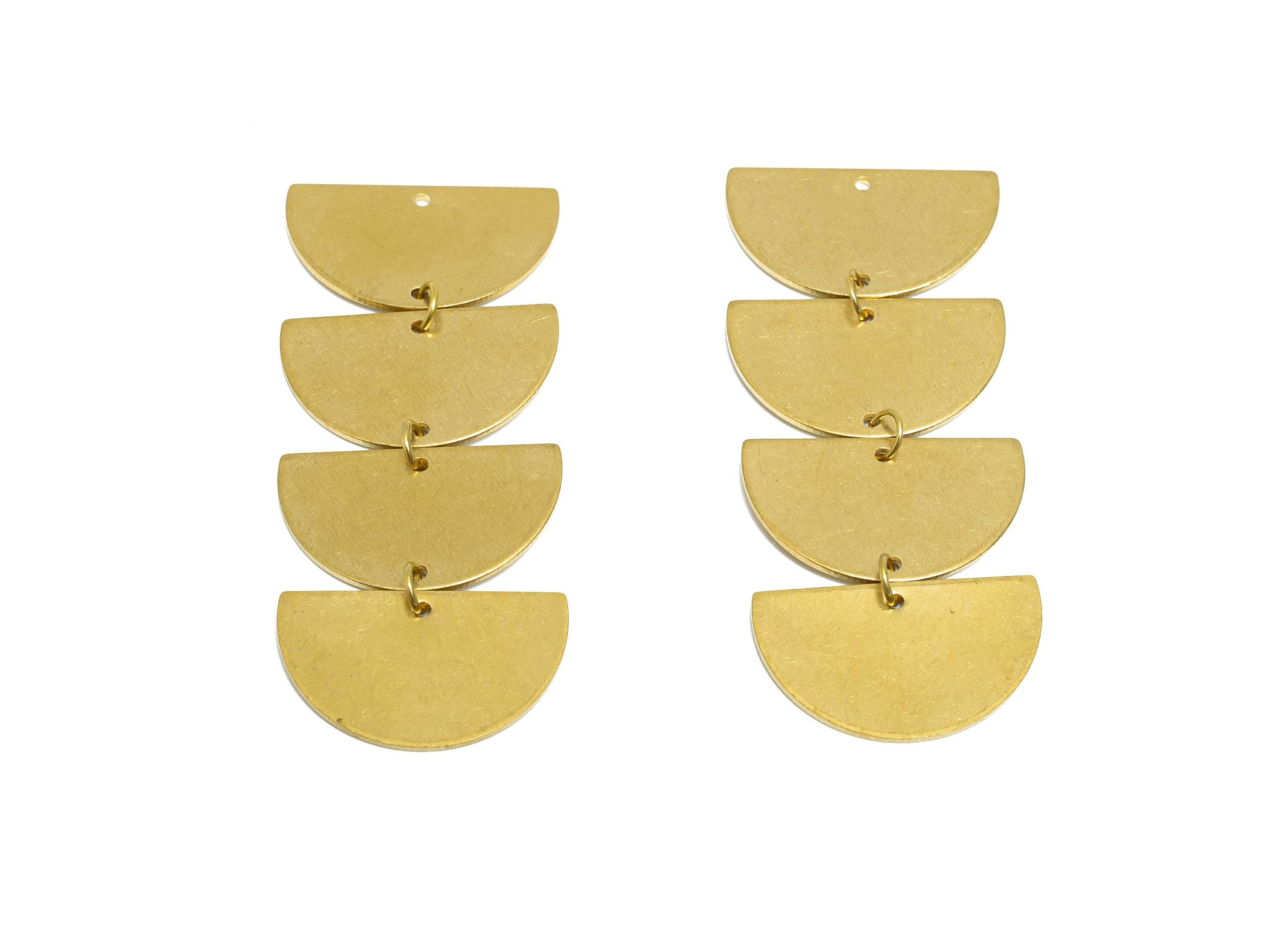 Geometric Dangle Charm - Raw Brass Boho Chic Dangle Pendant - Brass Layered Geometric Charm - Boho Chic Dangle Pendant - 53x21x1mm - PP11072 - DOMEDBAZAAR