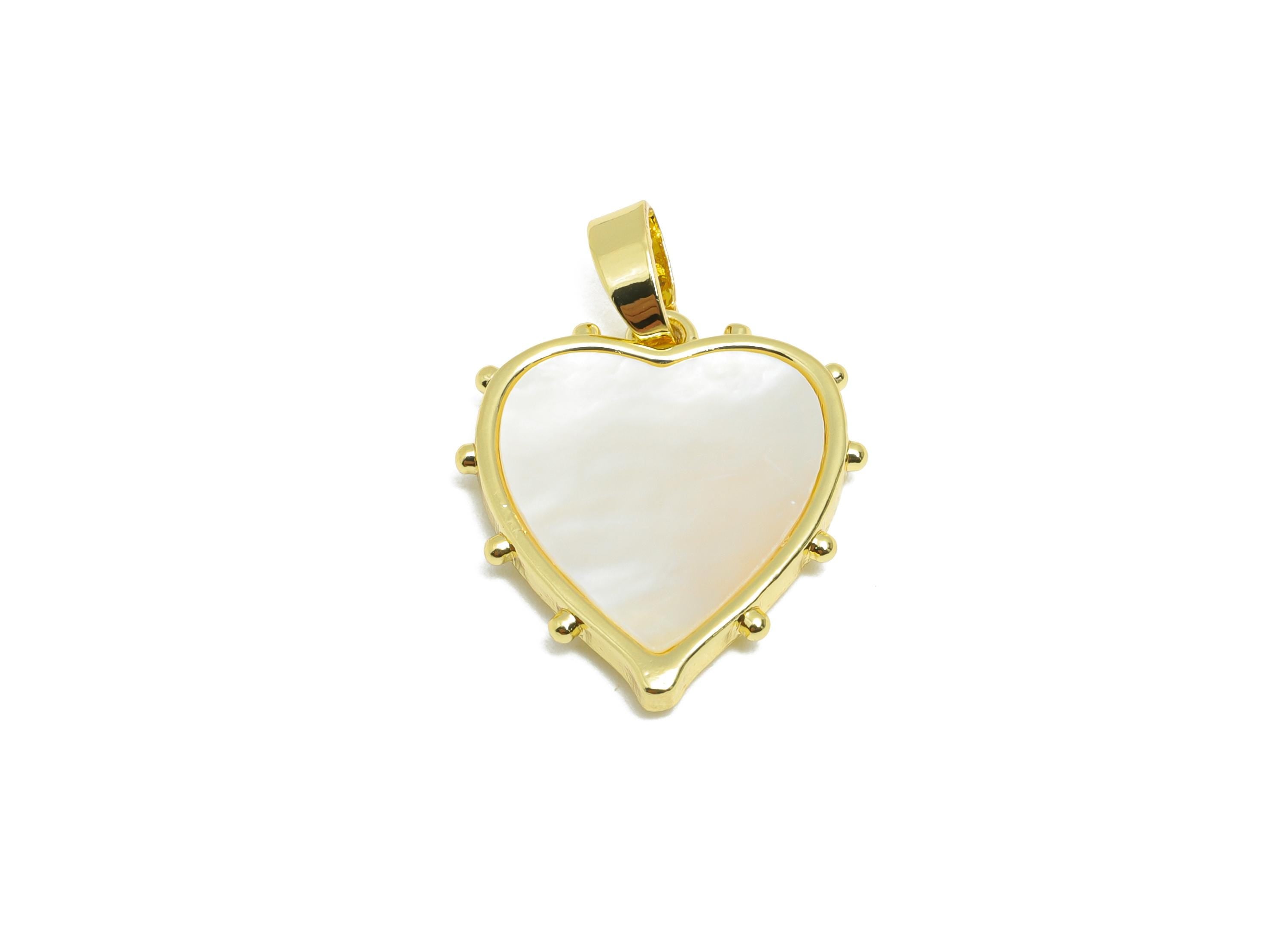Brass Shell Heart Pendant - Gold Natural Shell Pendant for Necklace - Refined Love Jewelry - 18K Gold-Plated - 17.73x16.12x2.66mm - RGP10662 - DOMEDBAZAAR