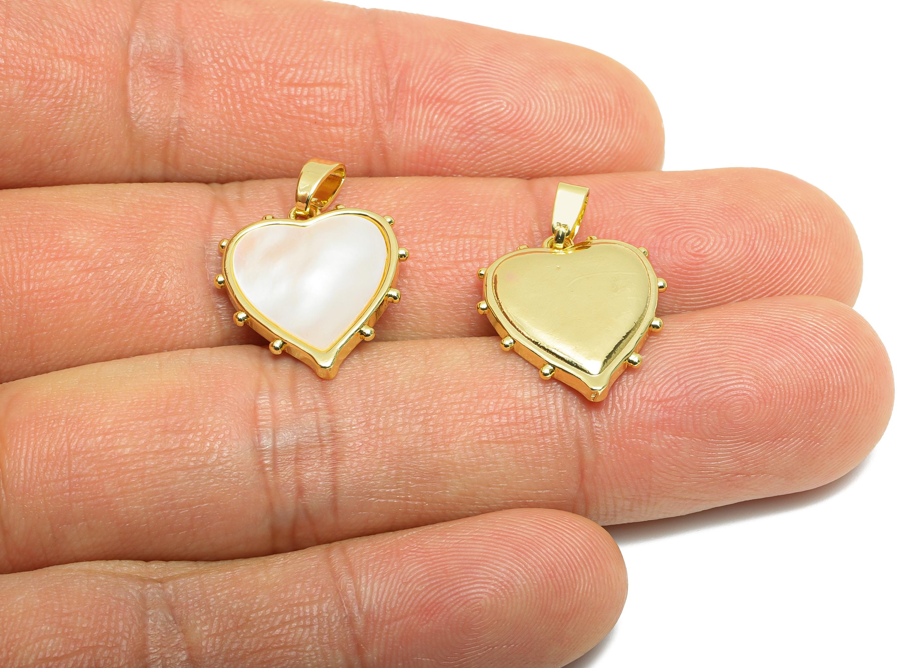 Brass Shell Heart Pendant - Gold Natural Shell Pendant for Necklace - Refined Love Jewelry - 18K Gold-Plated - 17.73x16.12x2.66mm - RGP10662 - DOMEDBAZAAR