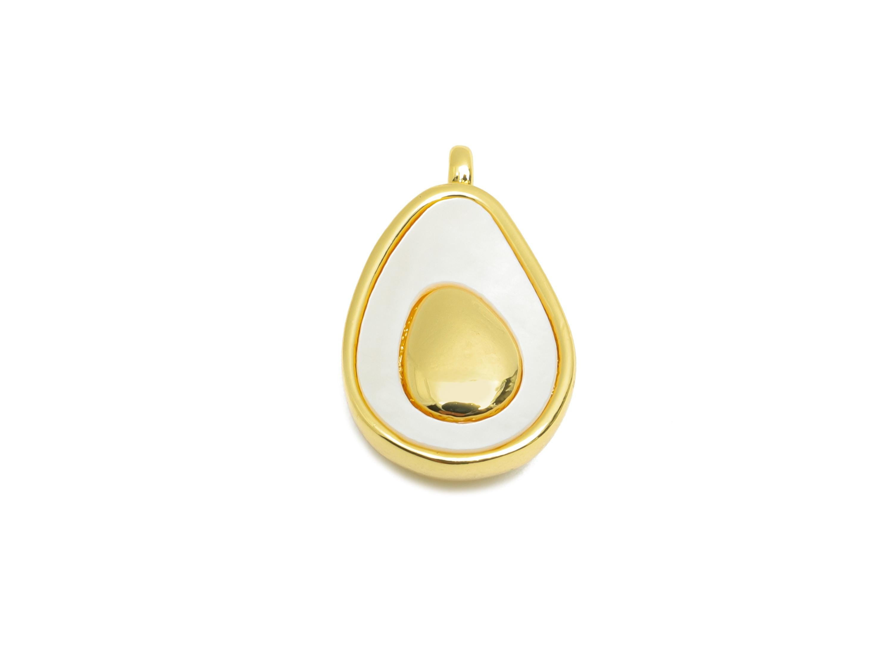Brass Shell Avocado Pendant - Gold Natural Shell Pendant for Necklace - Danity Jewelry DIY - 18K Gold-Plated - 18.46x11.17x6.24mm - RGP10678 - DOMEDBAZAAR