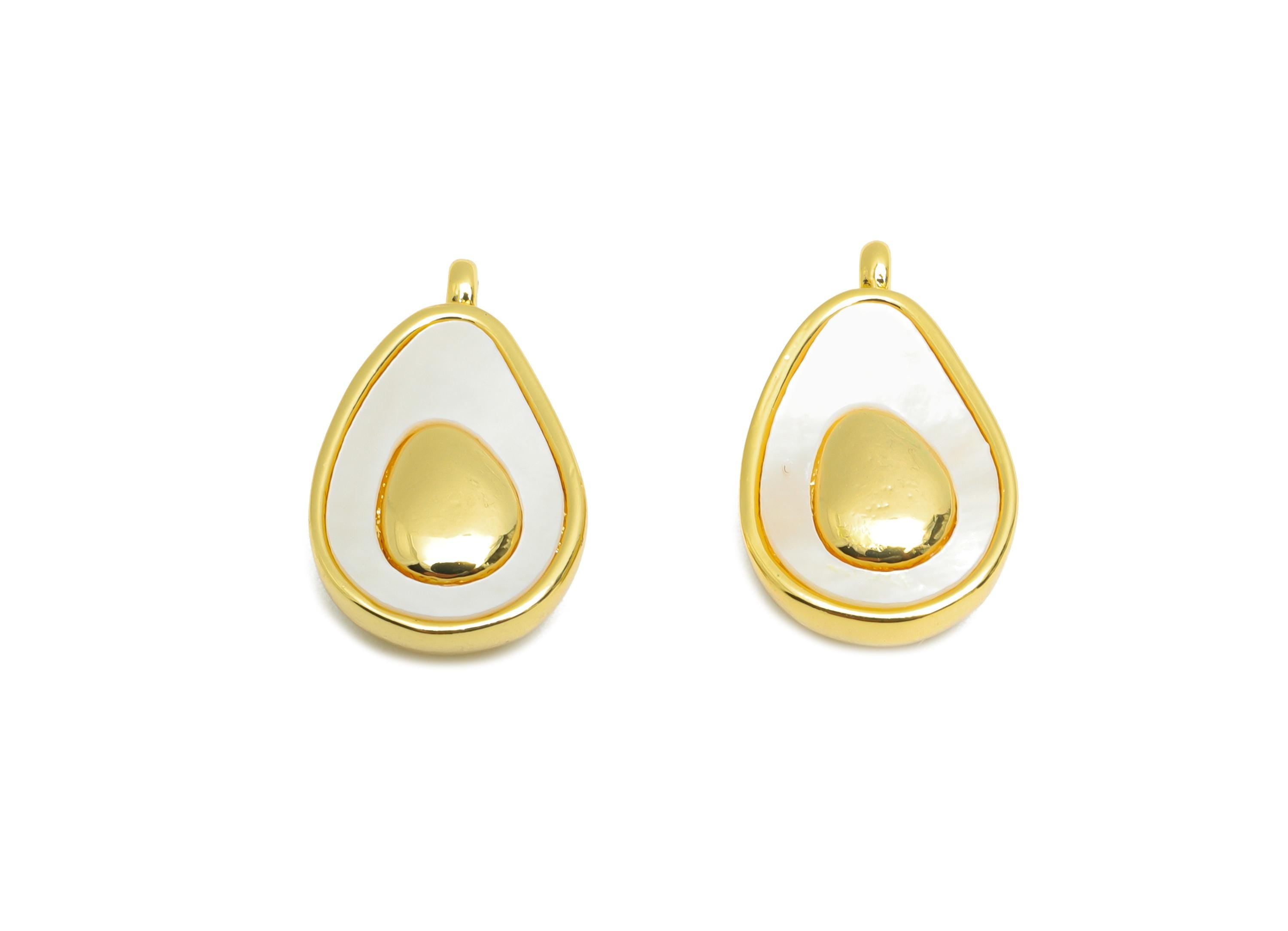 Brass Shell Avocado Pendant - Gold Natural Shell Pendant for Necklace - Danity Jewelry DIY - 18K Gold-Plated - 18.46x11.17x6.24mm - RGP10678 - DOMEDBAZAAR