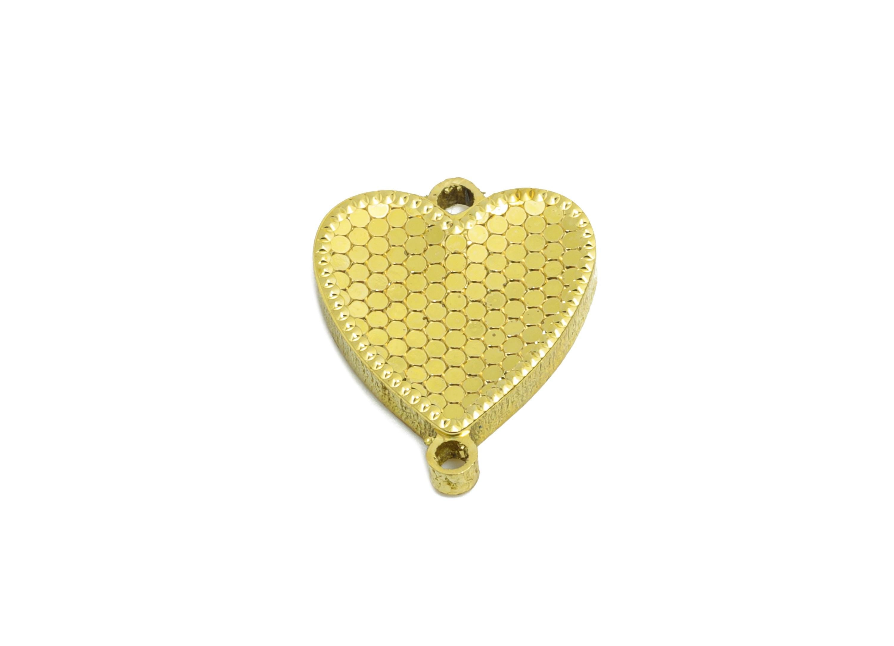 Heart Earring Connector - Raw Brass Textured Heart Bracelet - Romantic Theme Jewelry - Textured Laser Cut - 15x12.81x2.2mm - PP11168 - DOMEDBAZAAR
