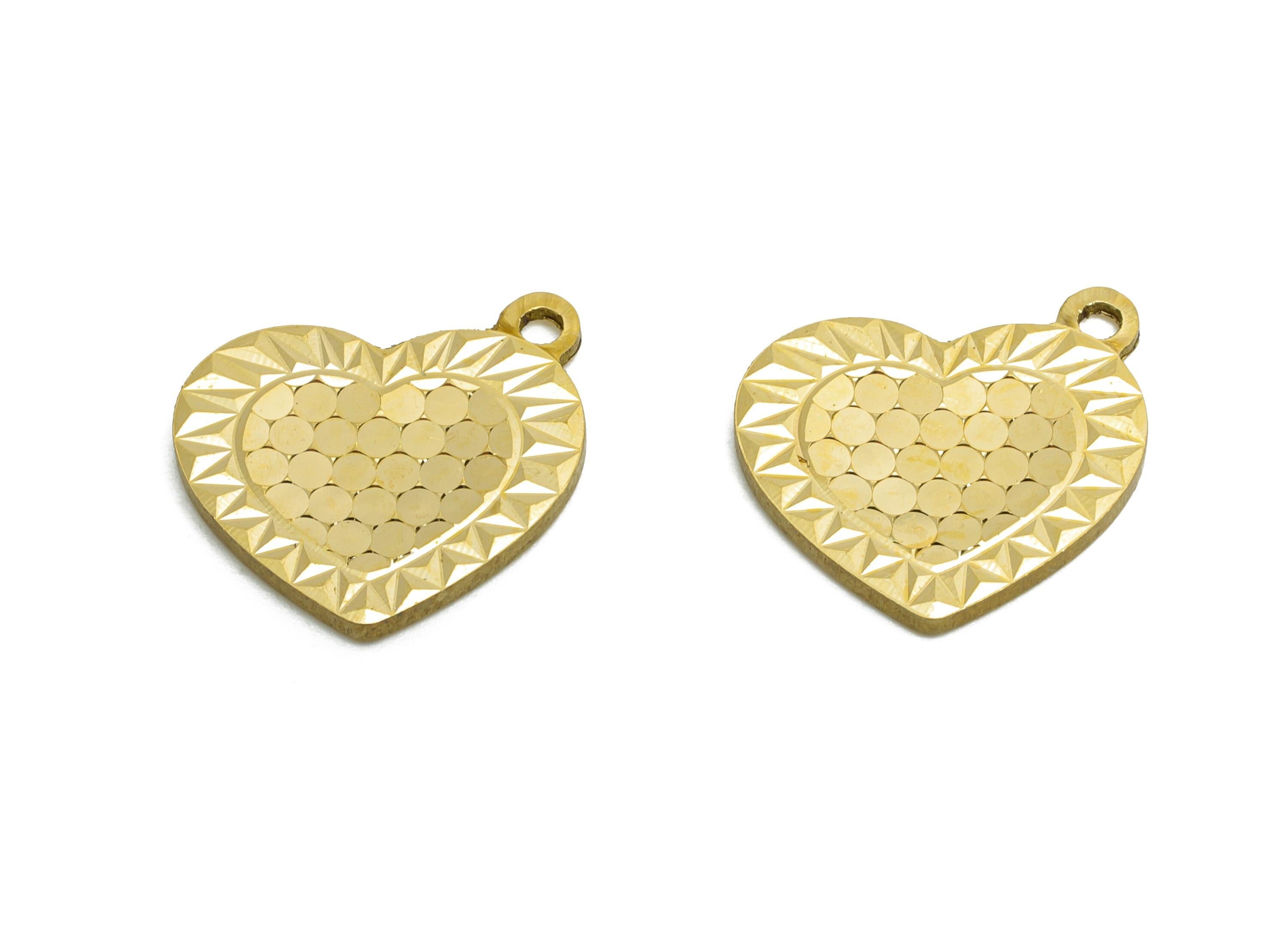 Brass Heart Earring Charm - Raw Brass Textured Heart Charm - Vintage Elegant For Necklace - Luxury Pendant - DIY Charm - 14x12x1mm - PP11162 - DOMEDBAZAAR