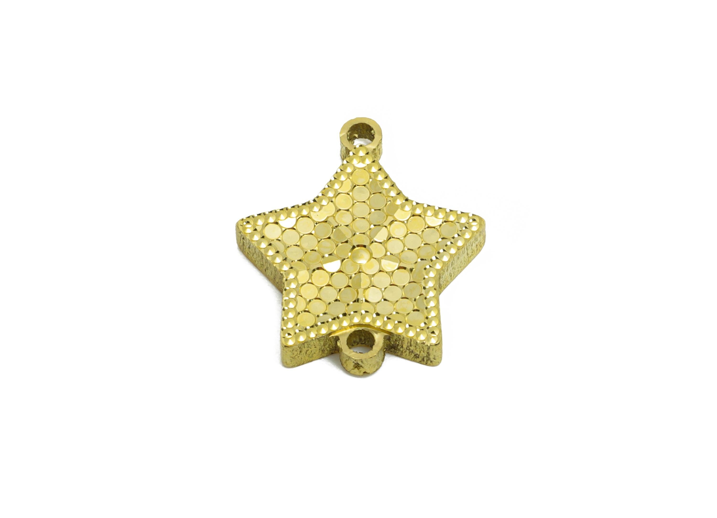 Brass Star Earring Connector - Raw Brass Textured Laser Cut Charm - Vintage Elegant For Bracelet - Luxury Jewelry - 15x13x2mm-PP11155 - DOMEDBAZAAR