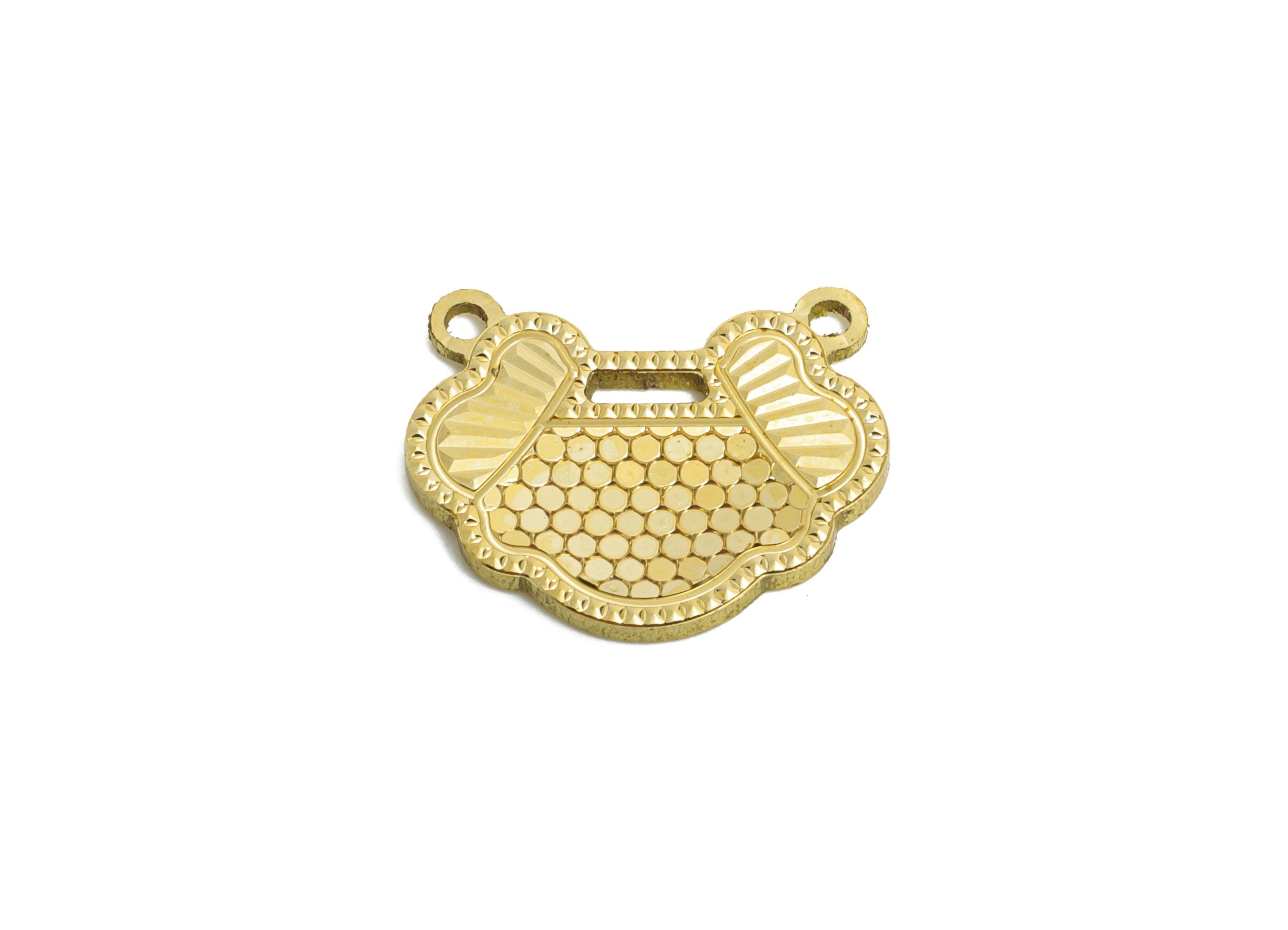 Brass Ornate Charm Connector - Raw Brass Textured Pendant with Loops - Vintage Geometric Charm - Textured Laser Cut - 14x12x1mm - PP11169 - DOMEDBAZAAR