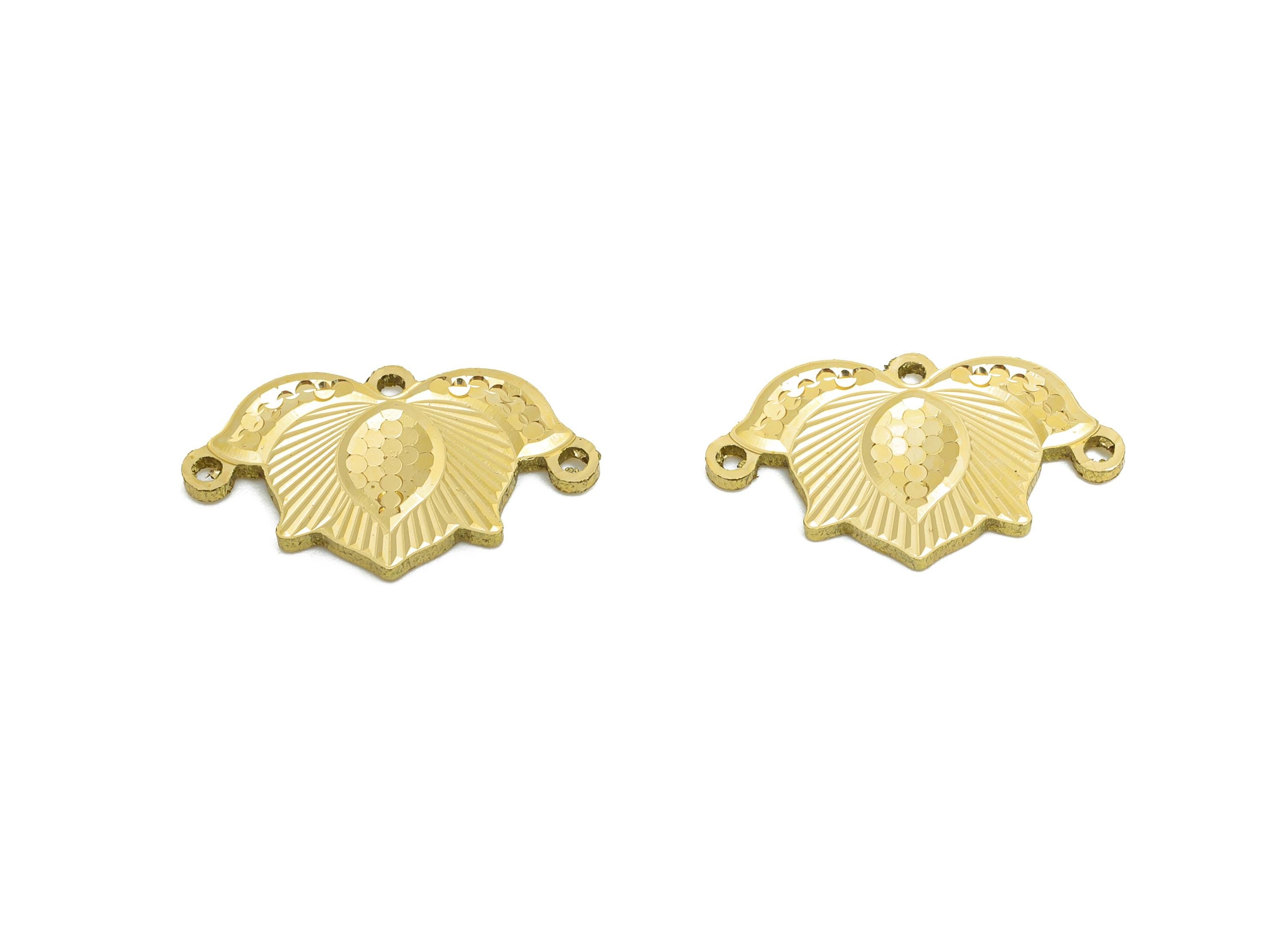 Brass Louts Classic Connector - Raw Brass Textured Pendant with Loops - Vintage Floral Charm - Textured Laser Cut - 10x17x1.25mm - PP11149 - DOMEDBAZAAR