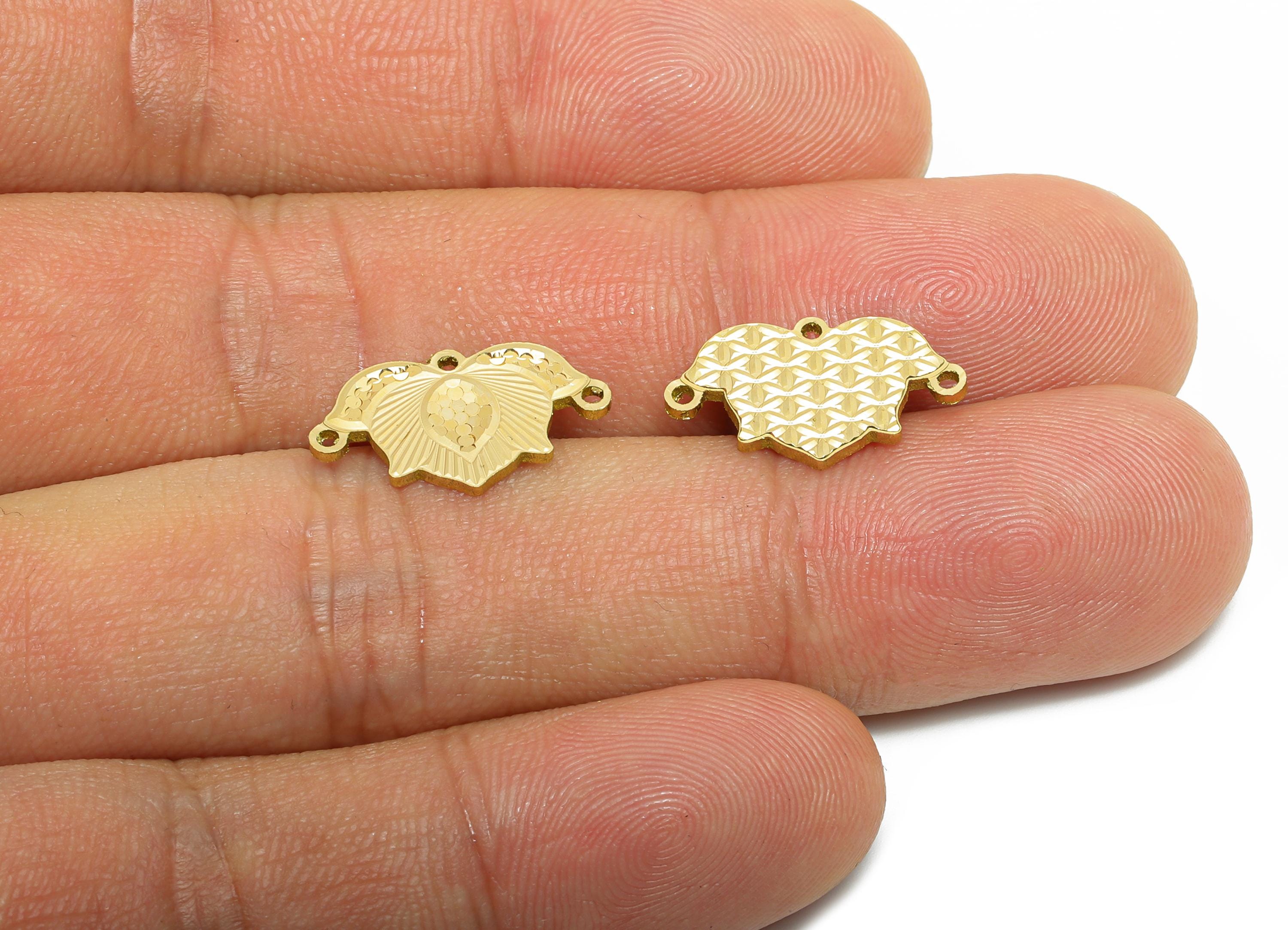 Brass Louts Classic Connector - Raw Brass Textured Pendant with Loops - Vintage Floral Charm - Textured Laser Cut - 10x17x1.25mm - PP11149 - DOMEDBAZAAR