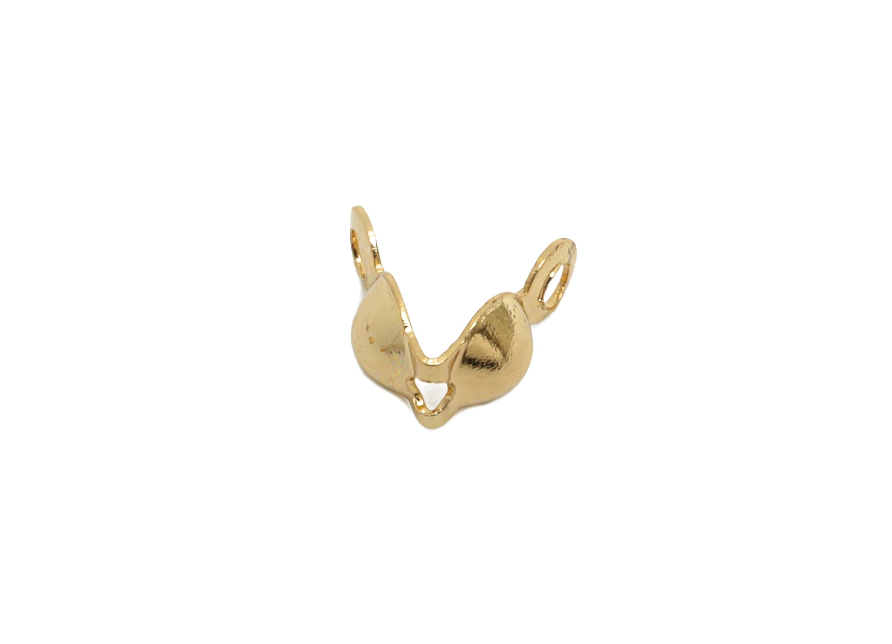 3.6mm Gold Crimp Cover - Brass Gold Bead Cover Component - Crafting Tools - DIY Jewelry Necklace - 18K Real Gold Plated - 13x3x1mm - RGP9371 - DOMEDBAZAAR