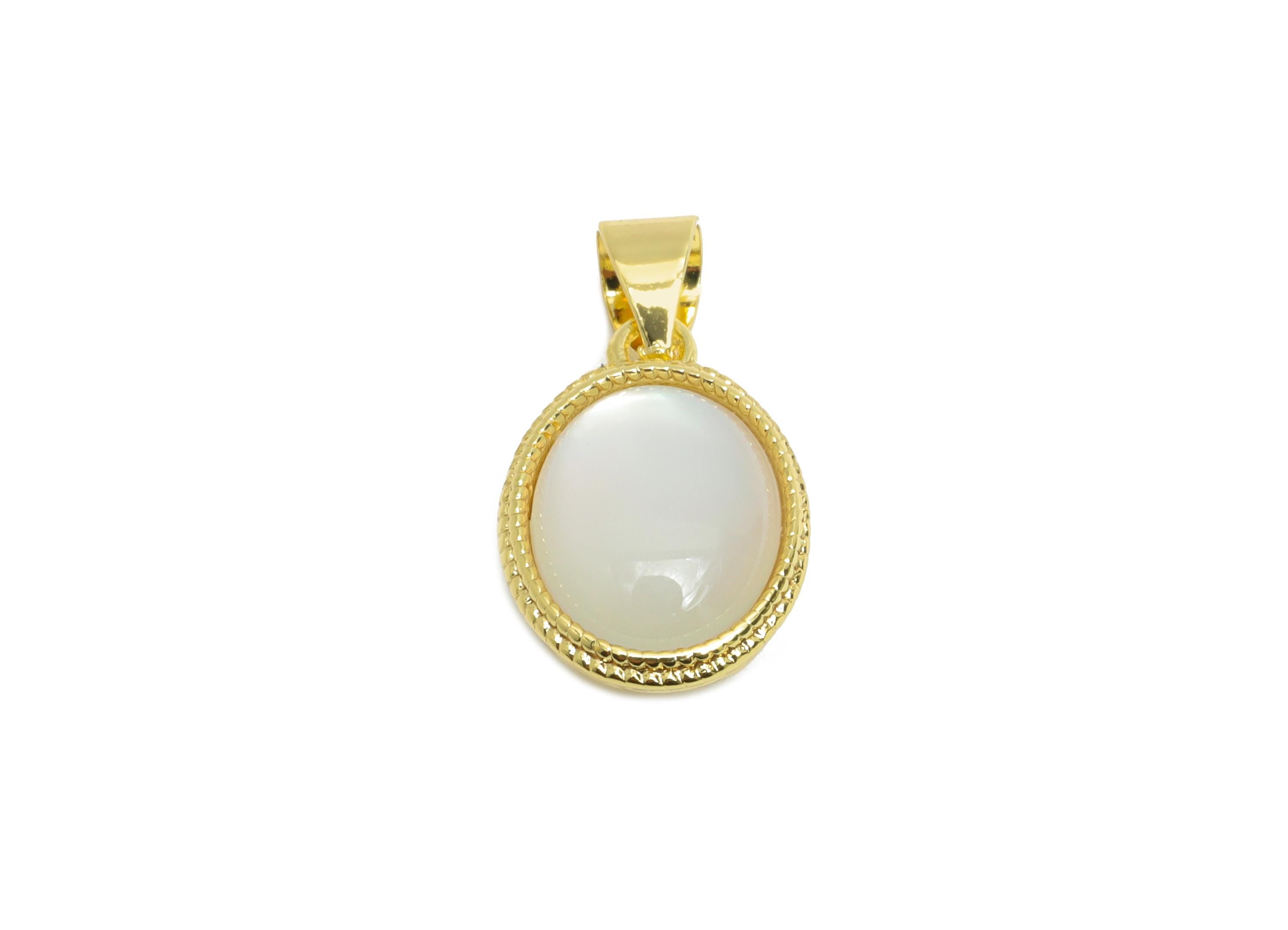 Brass Oval Earring Charms - Gold Oval Seashell Pendant - Textured Elegant Necklace Charm -18K Real Gold Plated - 19.39x10.4x5.44mm - RGP9627 - DOMEDBAZAAR