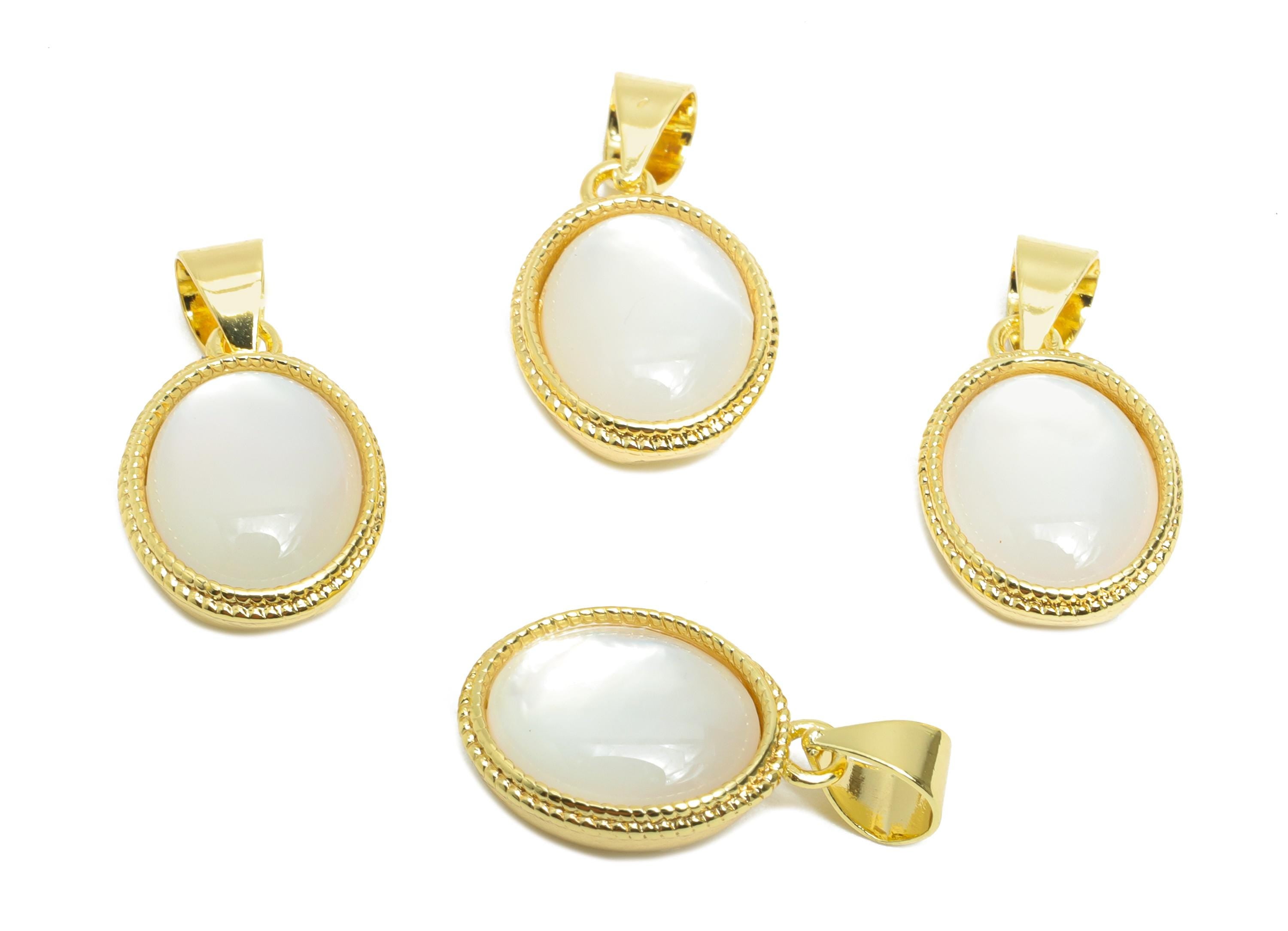 Brass Oval Earring Charms - Gold Oval Seashell Pendant - Textured Elegant Necklace Charm -18K Real Gold Plated - 19.39x10.4x5.44mm - RGP9627 - DOMEDBAZAAR