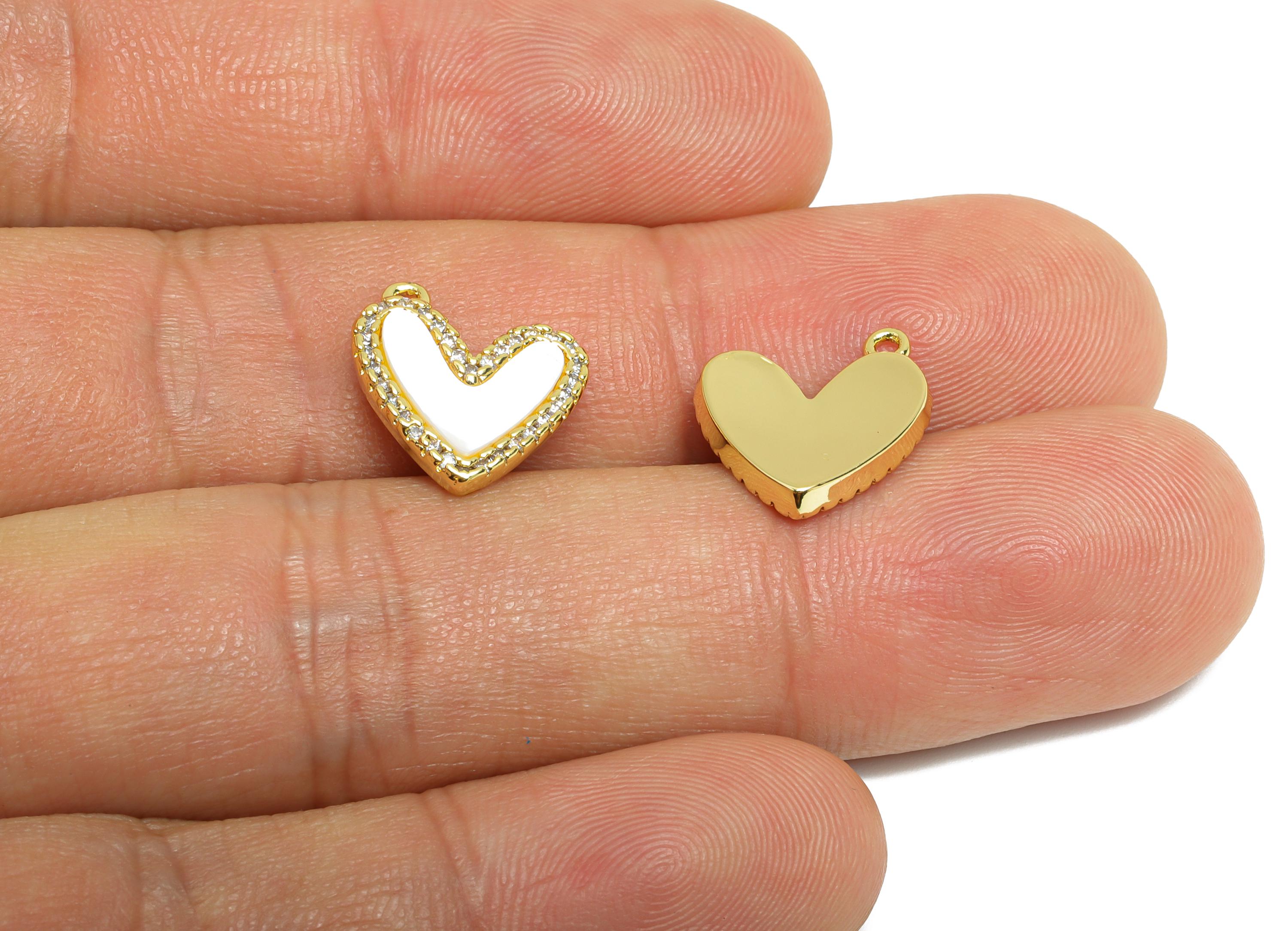 Brass Heart Earring Charm - Gold Seashell Zircon Pendant- Refined Love Heart Charm - 18K Real Gold-Plated Brass - 14.1x12.84x2.48mm -RGP9621 - DOMEDBAZAAR