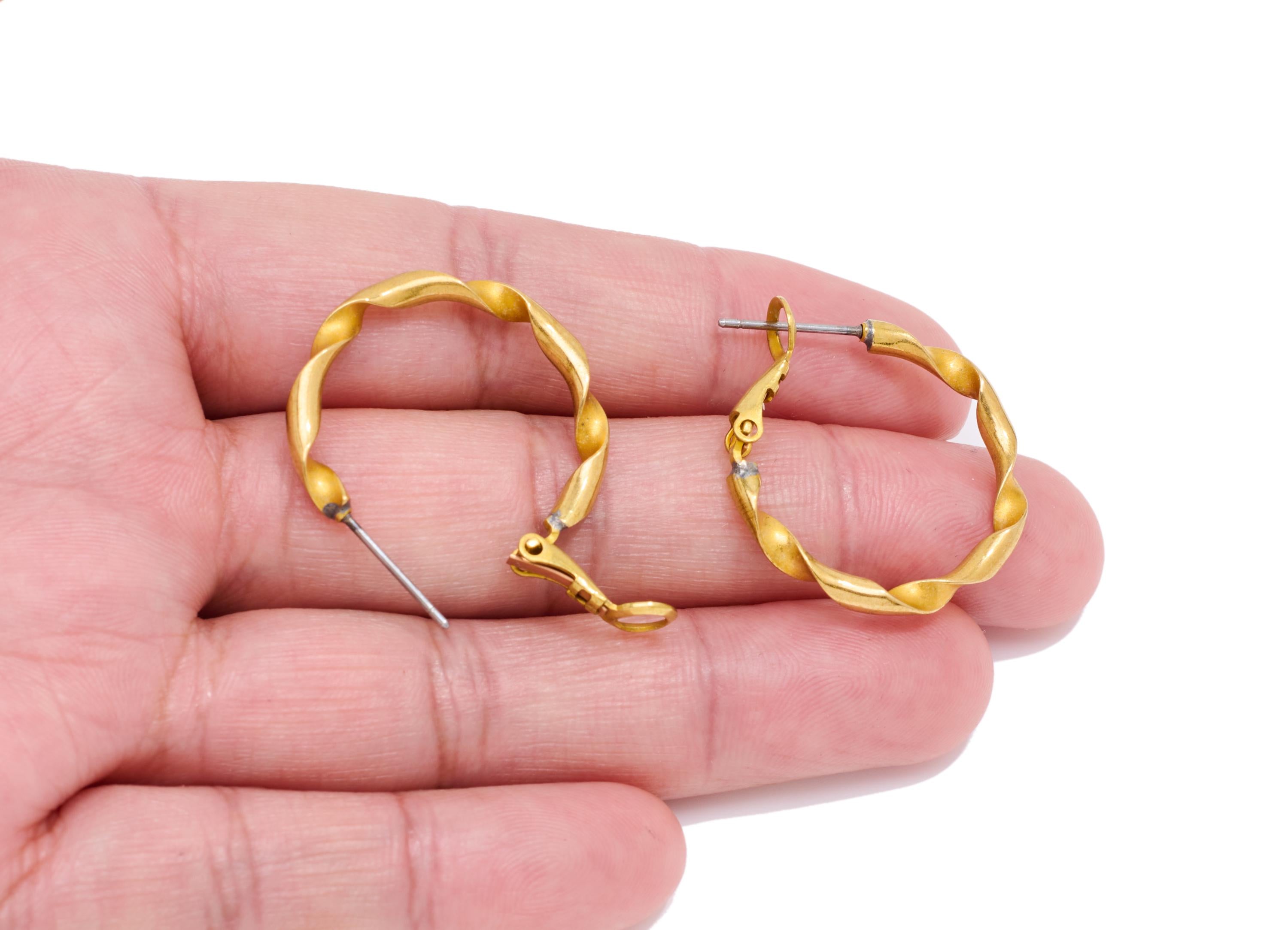 Brass Twisted Earring Clasp - Raw Brass Twisted Hoop Earring - Modern Textured Hoop Jewelry - Everyday Wear Earring - 3x29x25.62mm - PP11084 - DOMEDBAZAAR